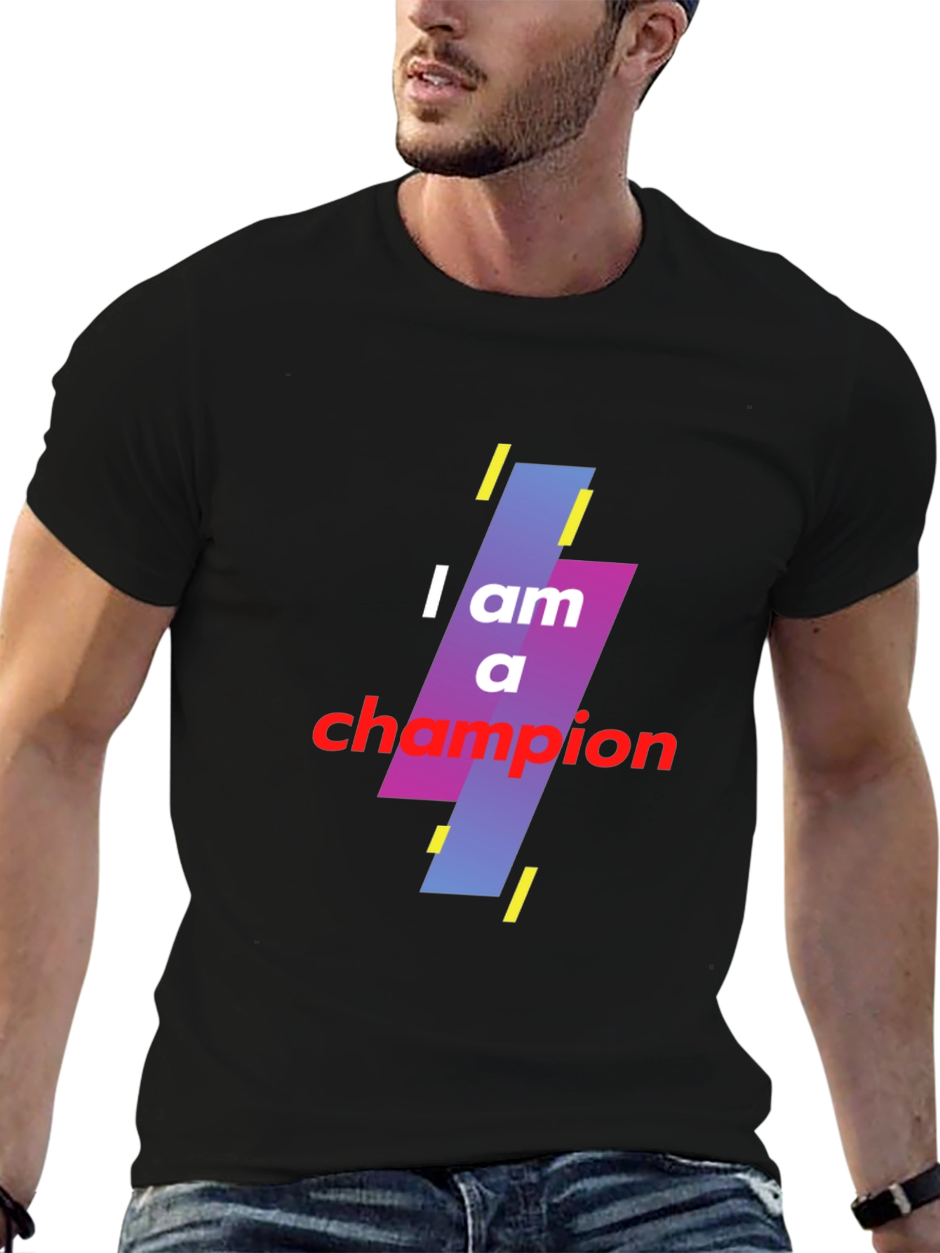 I am a Champion Black Graphic T-Shirt