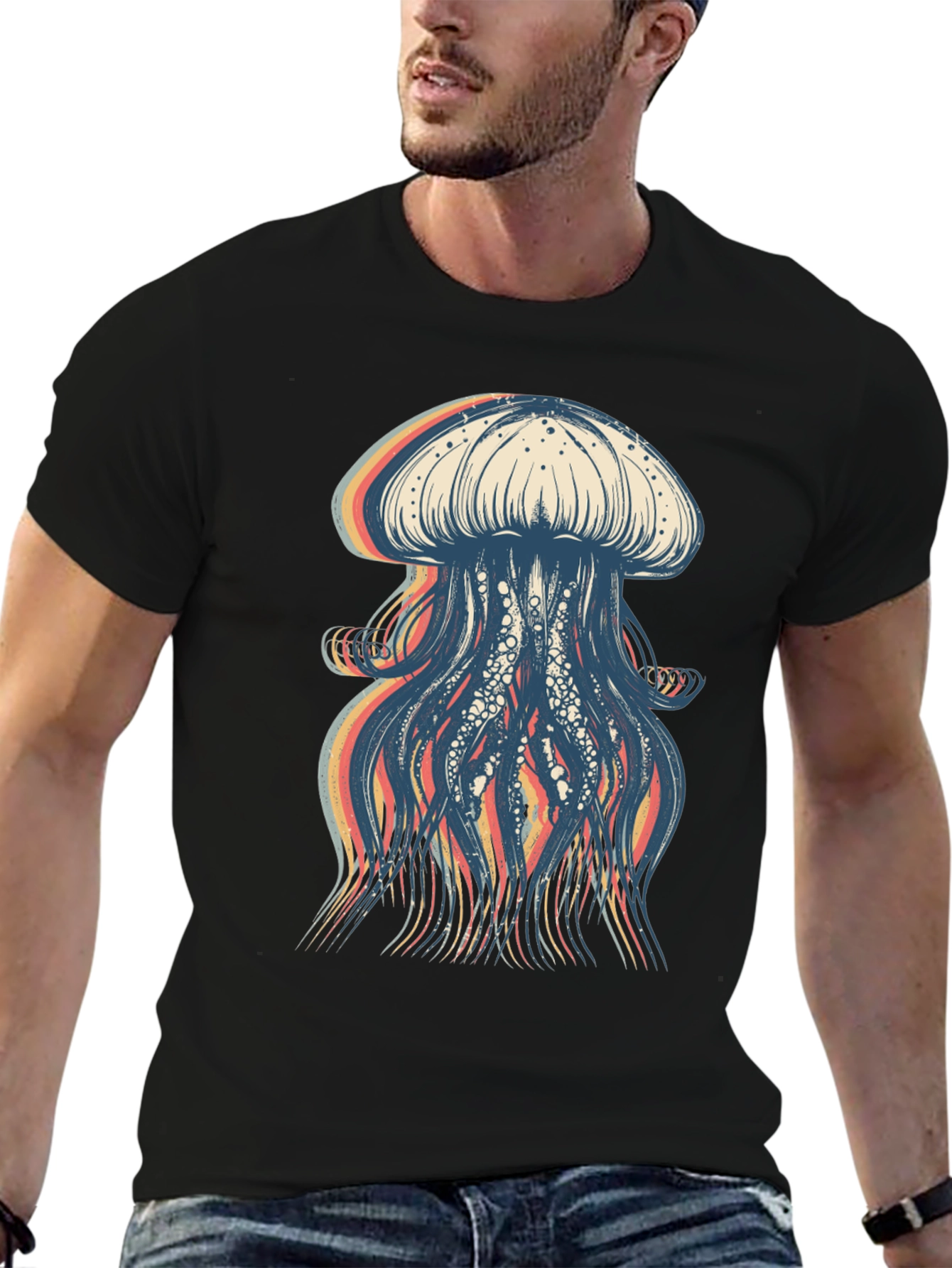 Jellyfish Graphic T-Shirt - Trendy Crew Neck Tee