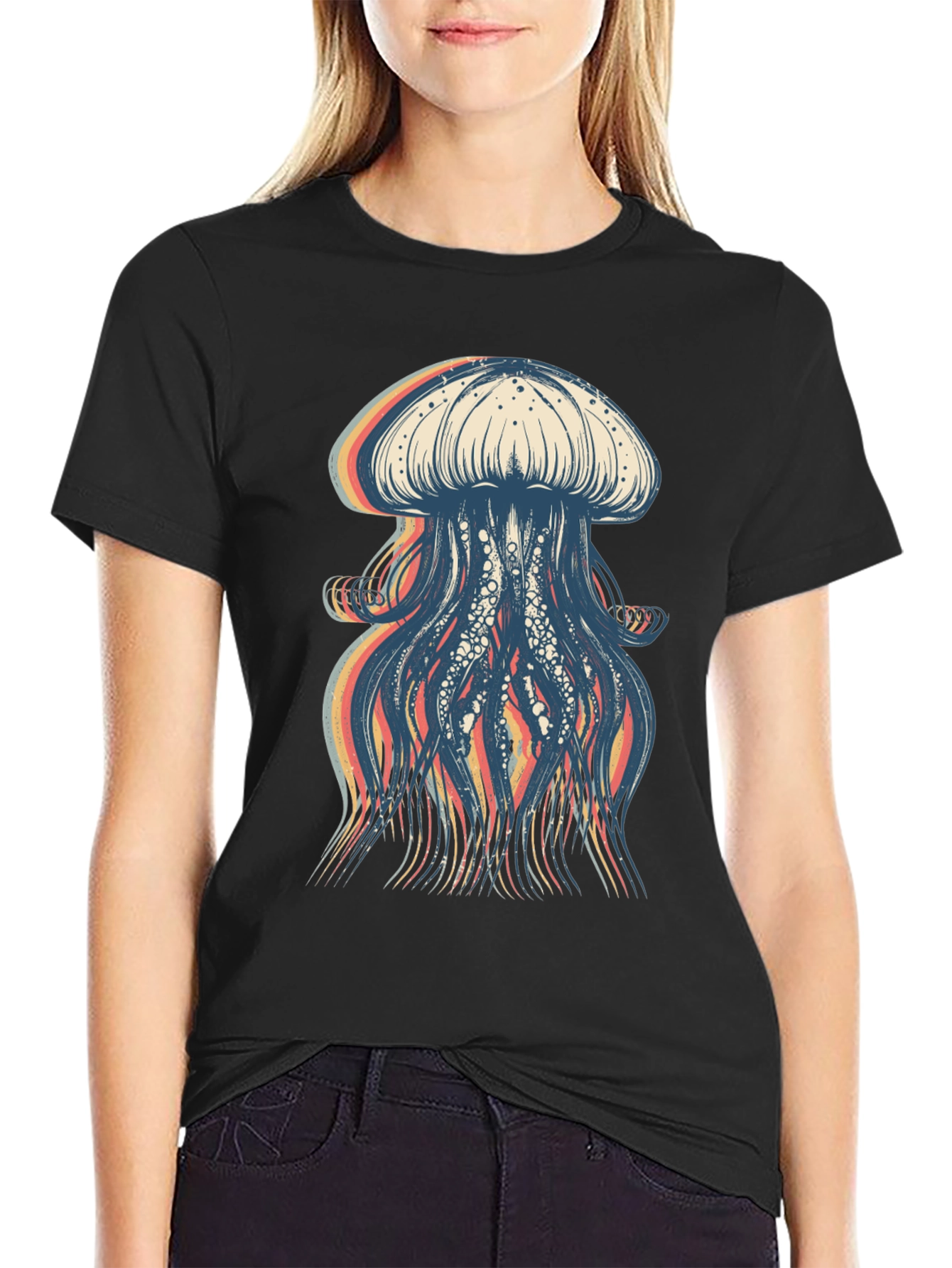 Jellyfish Graphic T-Shirt - Trendy Crew Neck Tee
