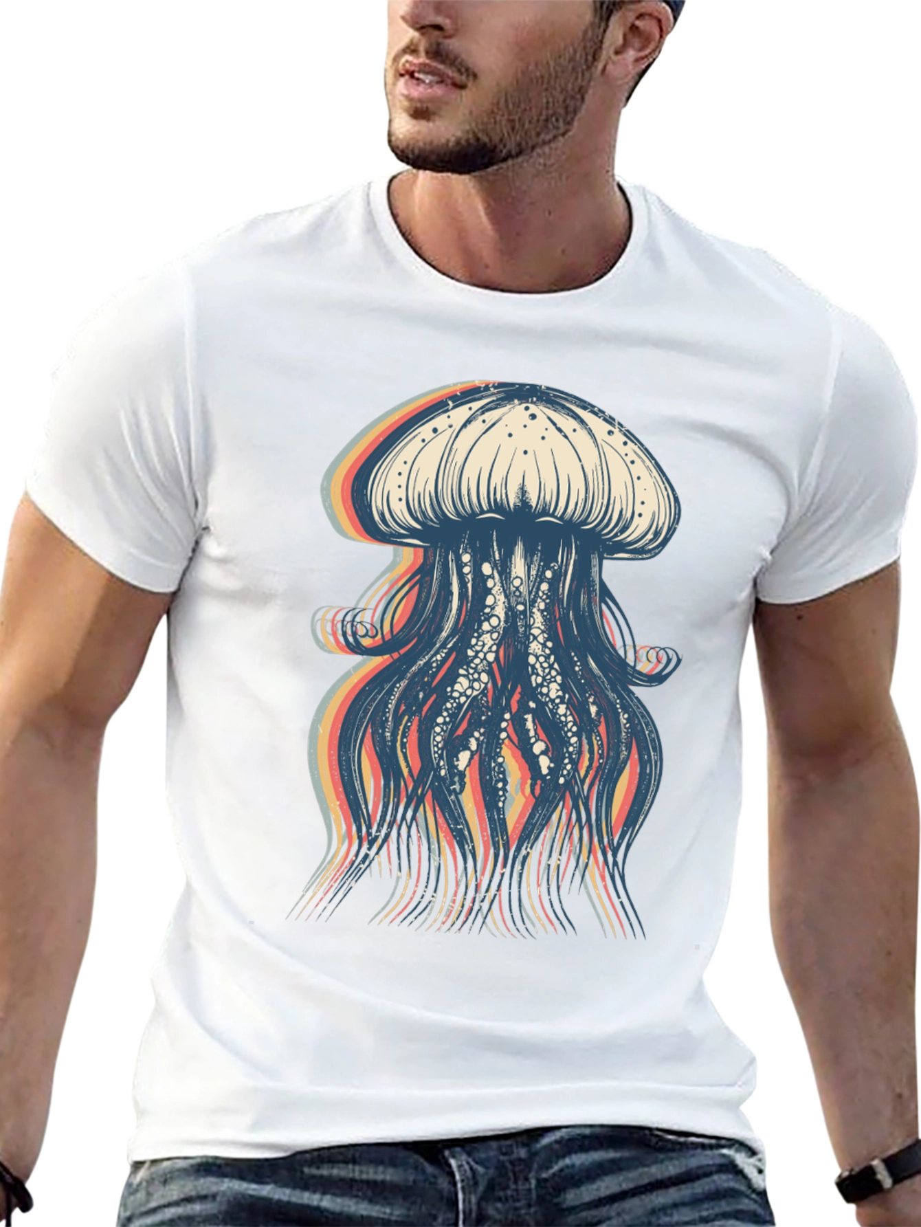 Jellyfish Graphic T-Shirt - Trendy Crew Neck Tee