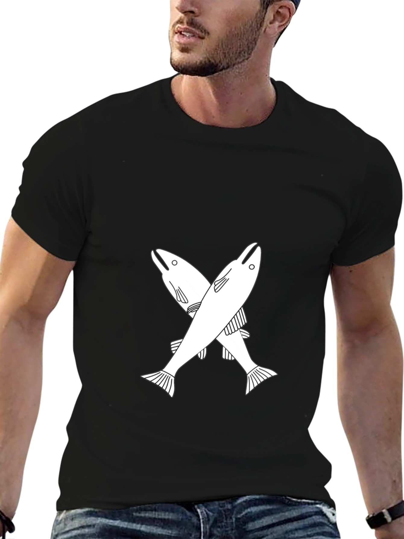 Cool Fish Graphic Tee - Black Casual T-Shirt