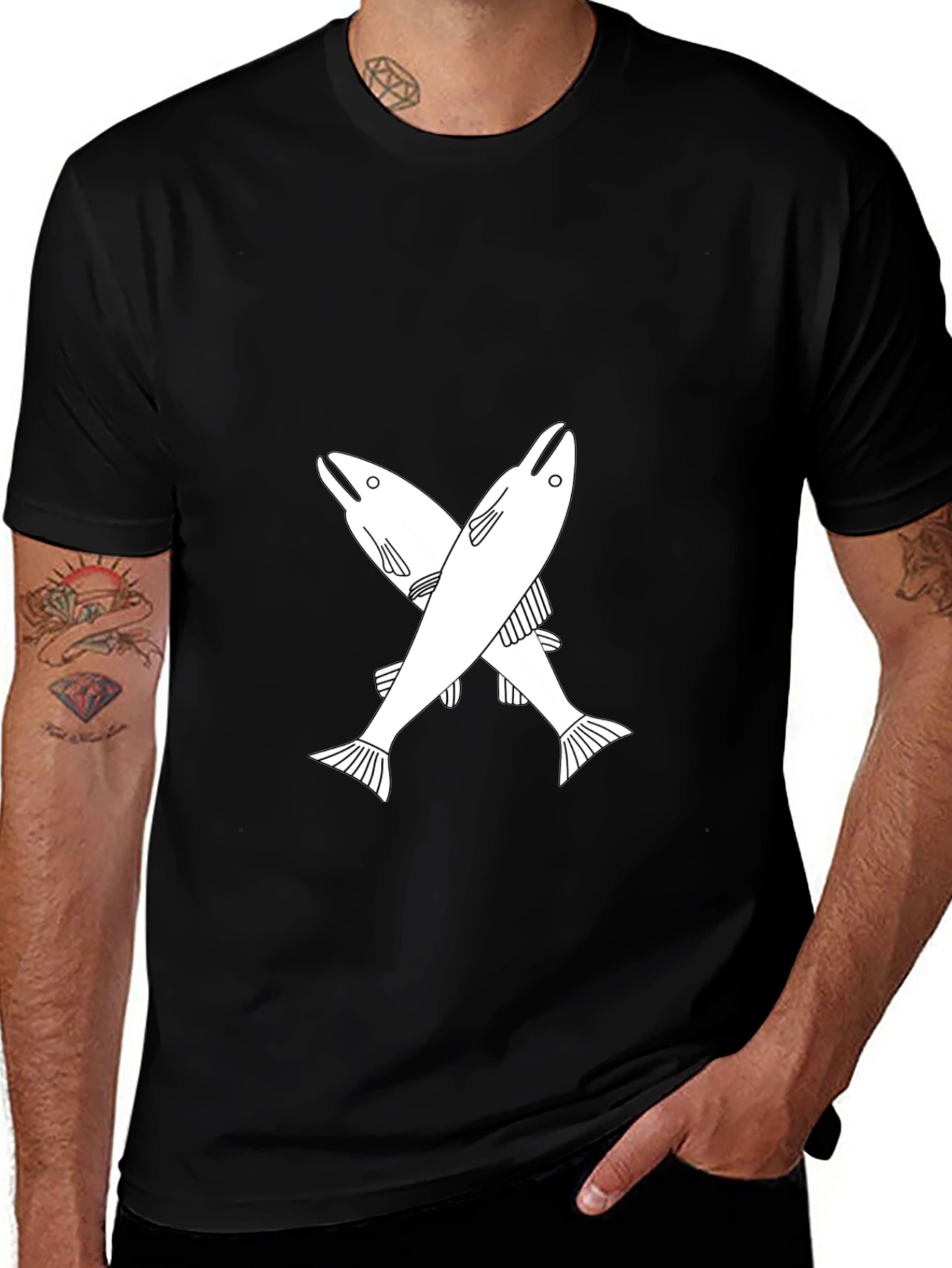 Cool Fish Graphic Tee - Black Casual T-Shirt