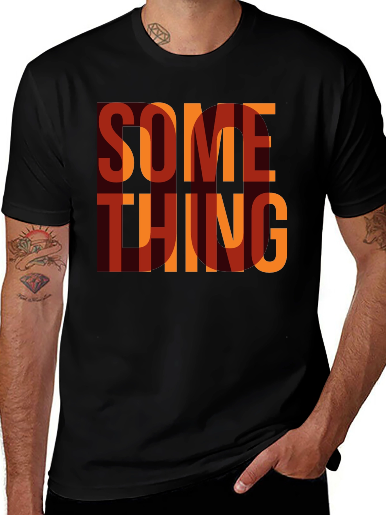 Something Graphic Print Crewneck T-Shirt
