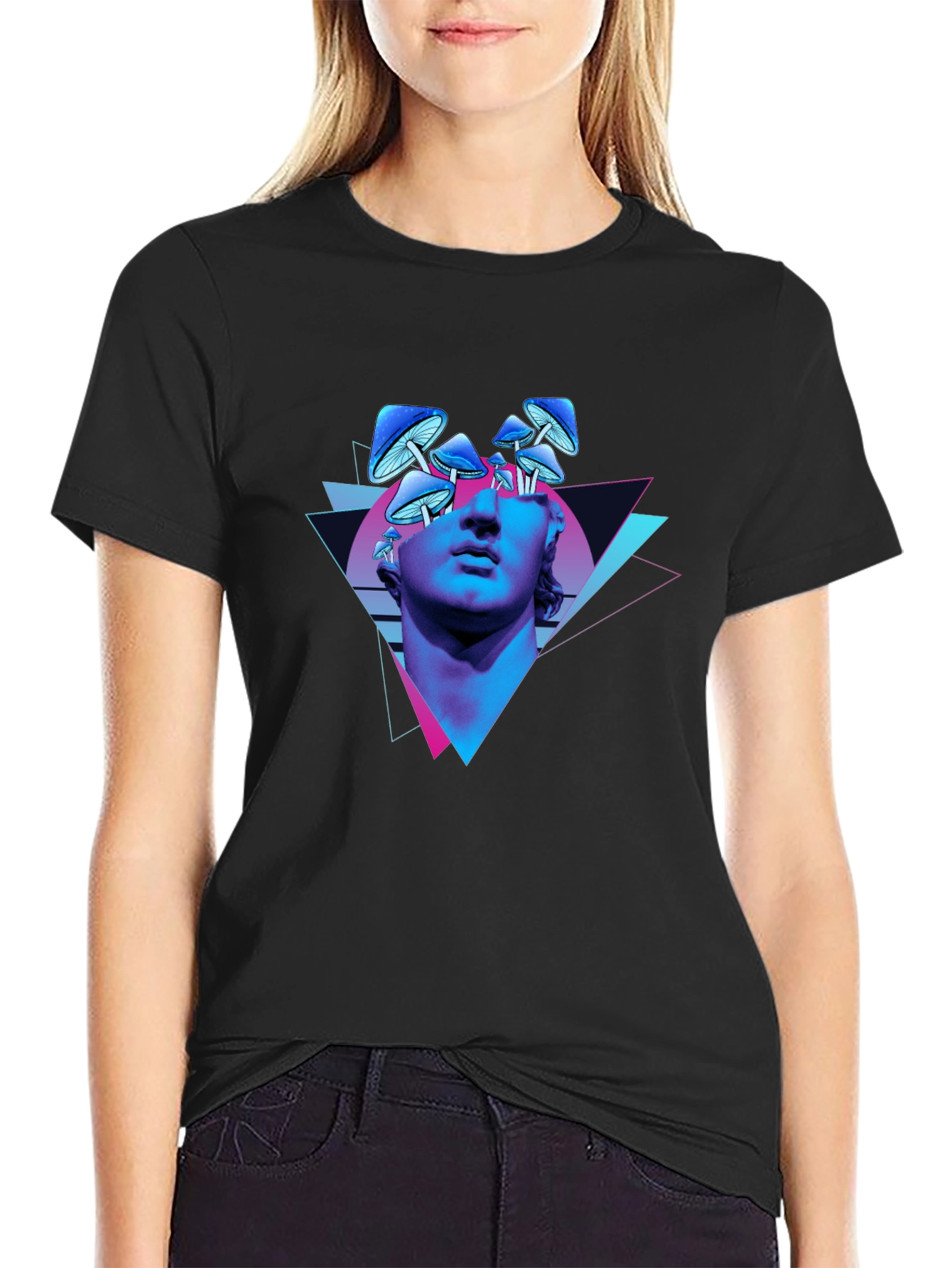 Psychedelic Mushroom Statue Graphic Tee