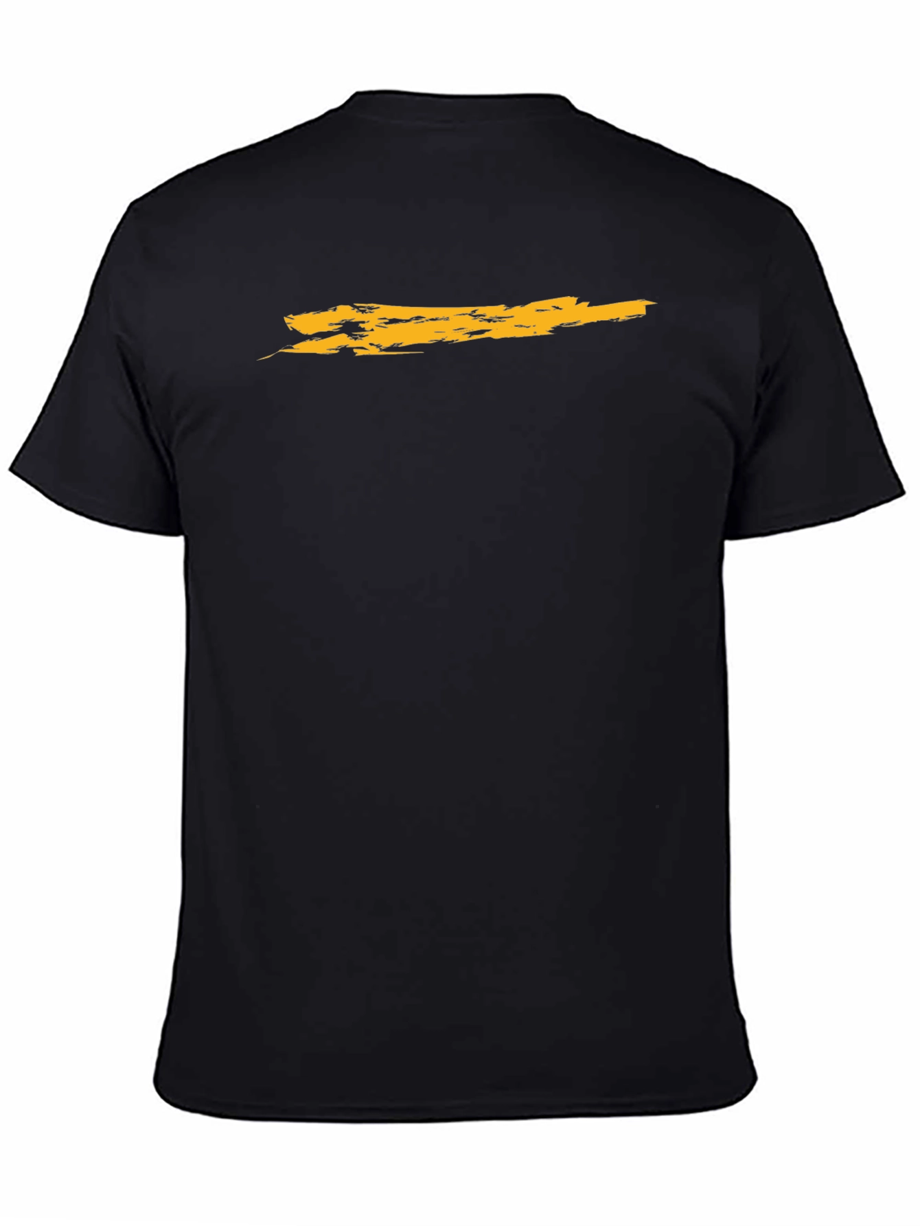 Mens Black T-Shirt with Distressed Gold Stripe