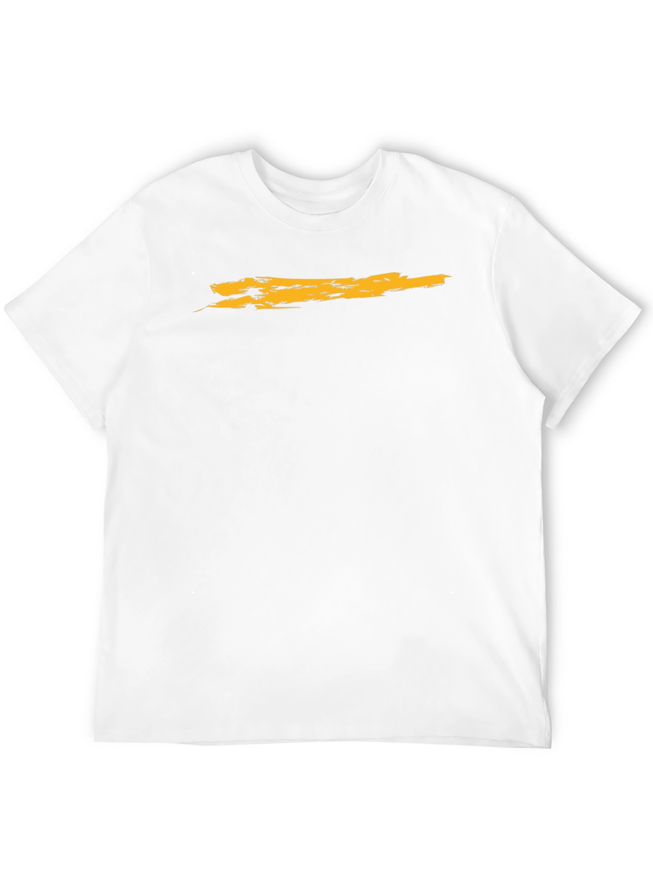 Mens Black T-Shirt with Distressed Gold Stripe