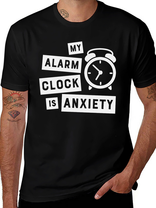 Anxiety Alarm Clock Graphic T-Shirt - Black
