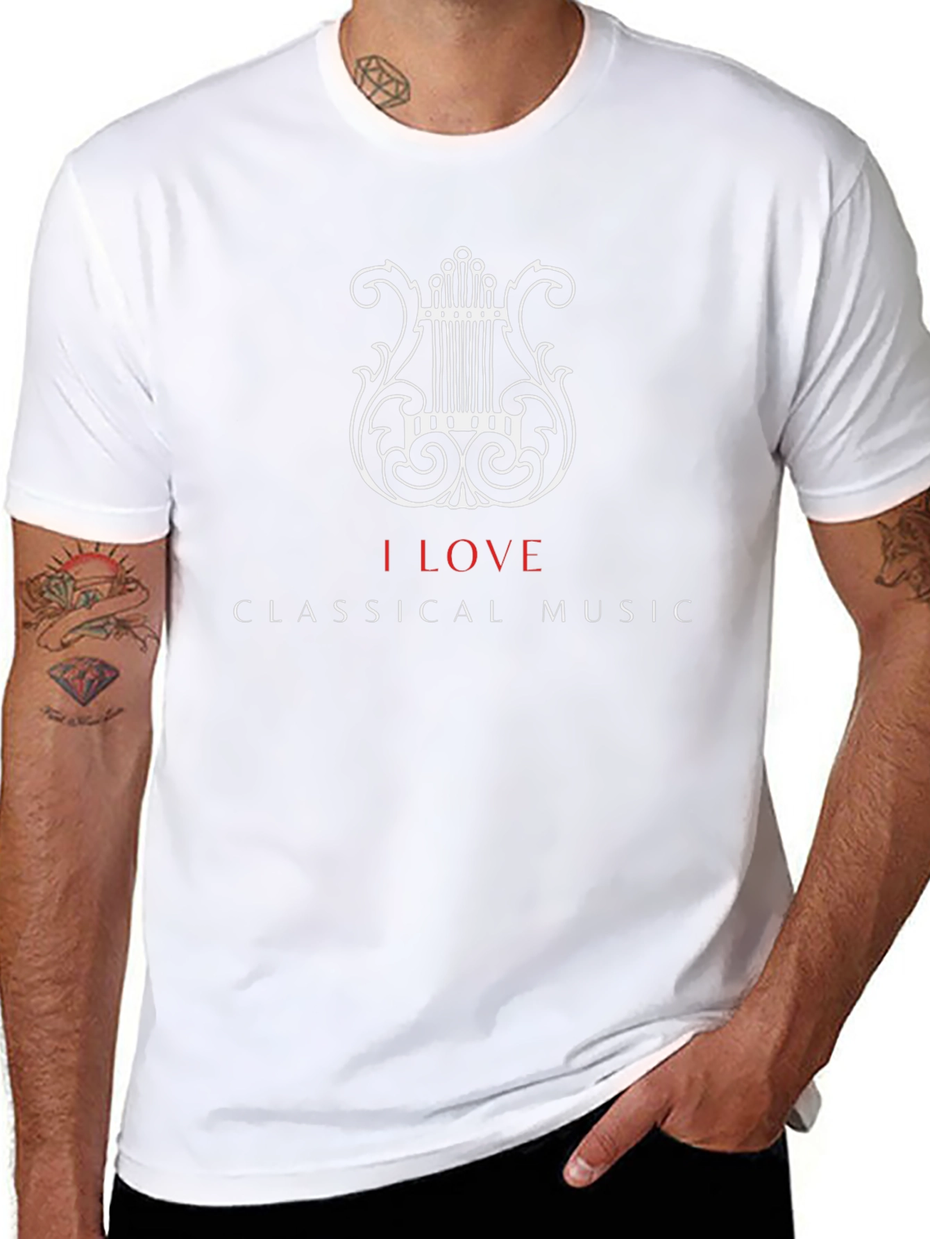 Classical Music Lover T-Shirt - Stylish Lyre Design