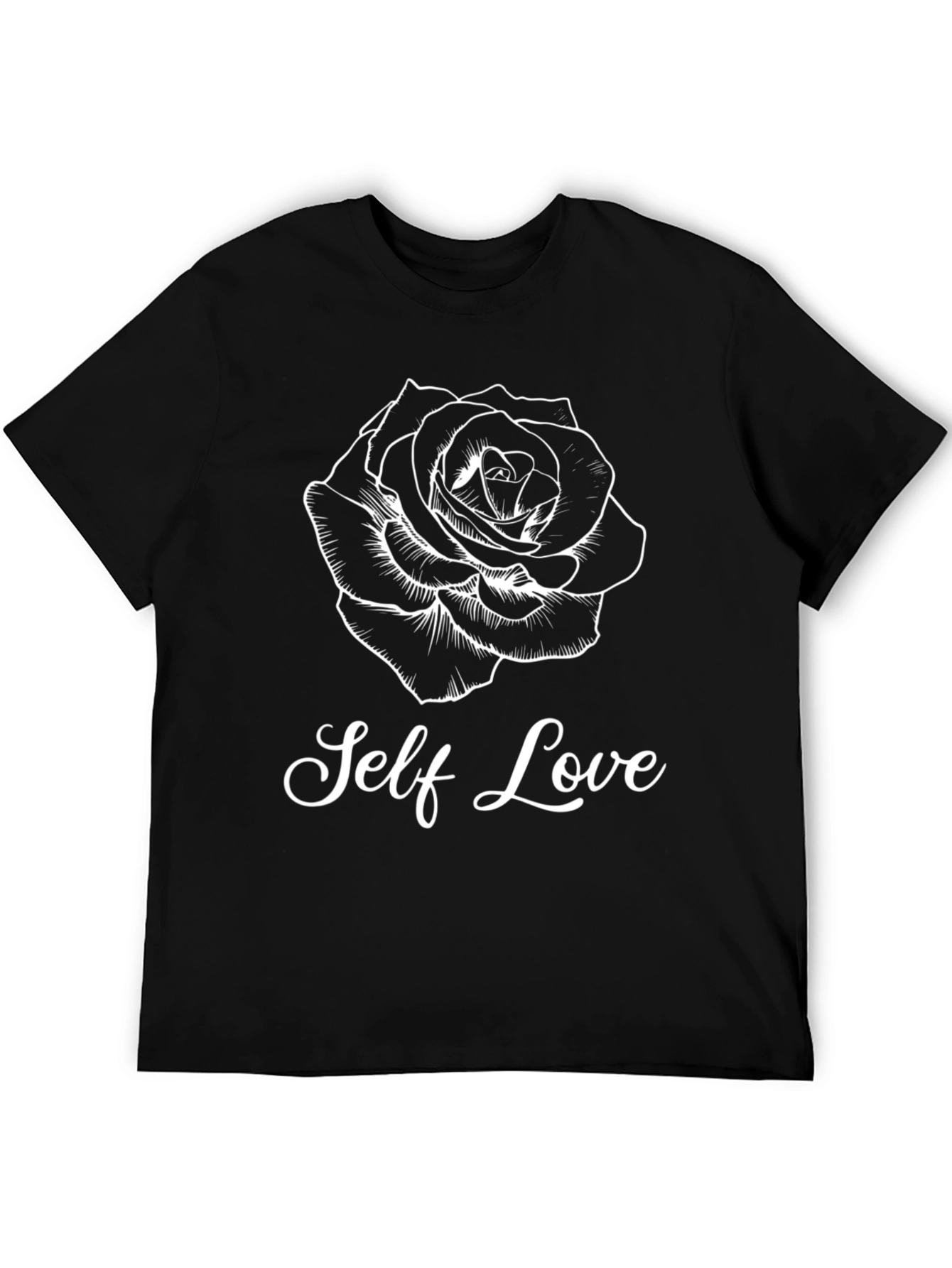 Self Love Rose Graphic Tee - Trendy Black T-Shirt