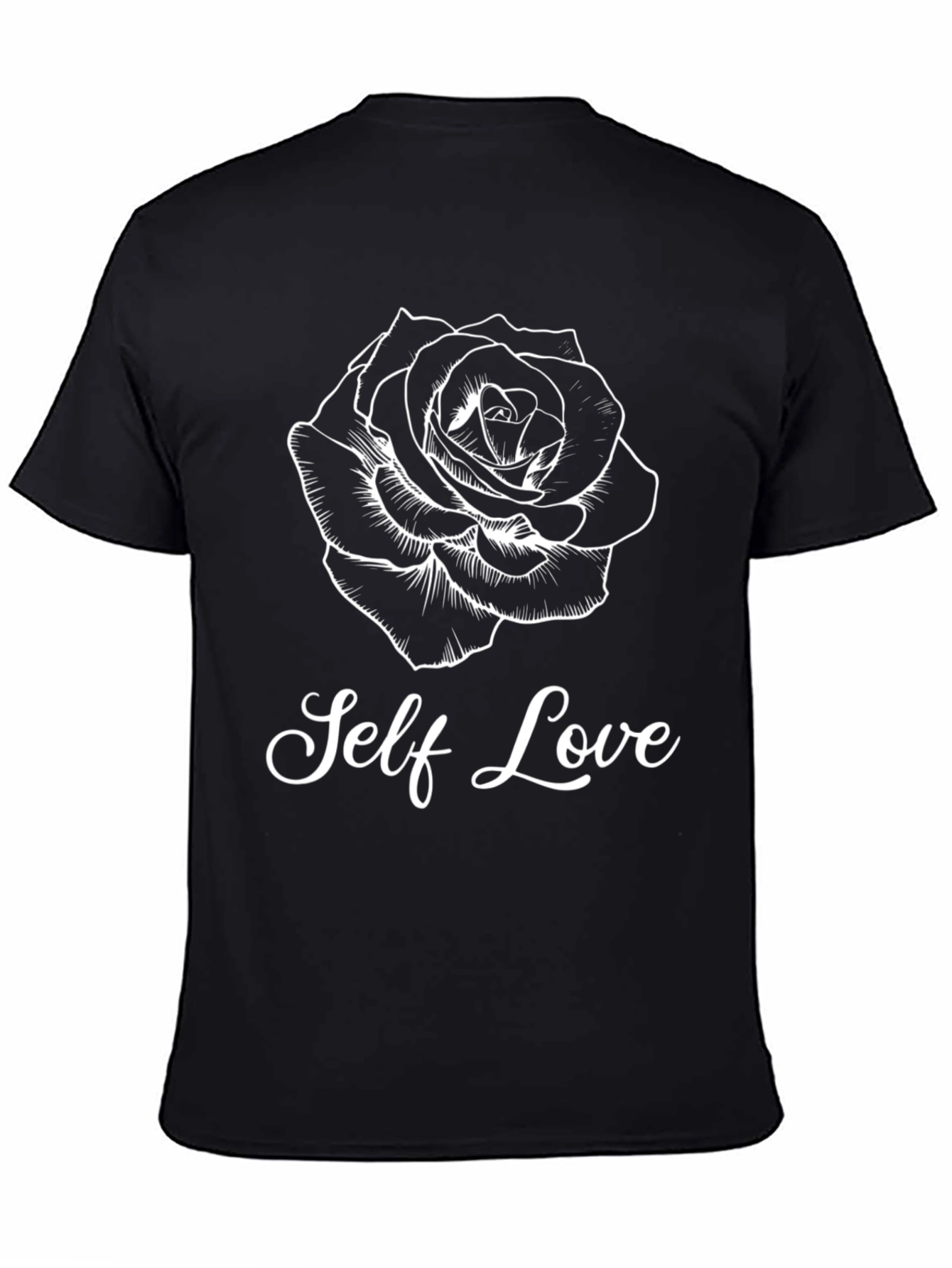 Self Love Rose Graphic Tee - Trendy Black T-Shirt