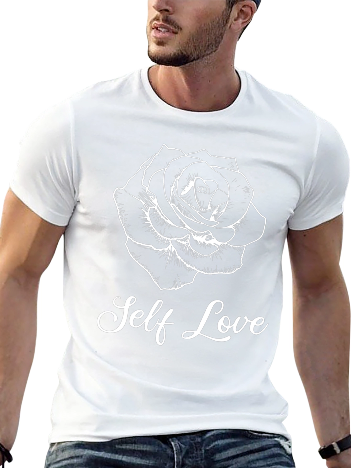 Self Love Rose Graphic Tee - Trendy Black T-Shirt