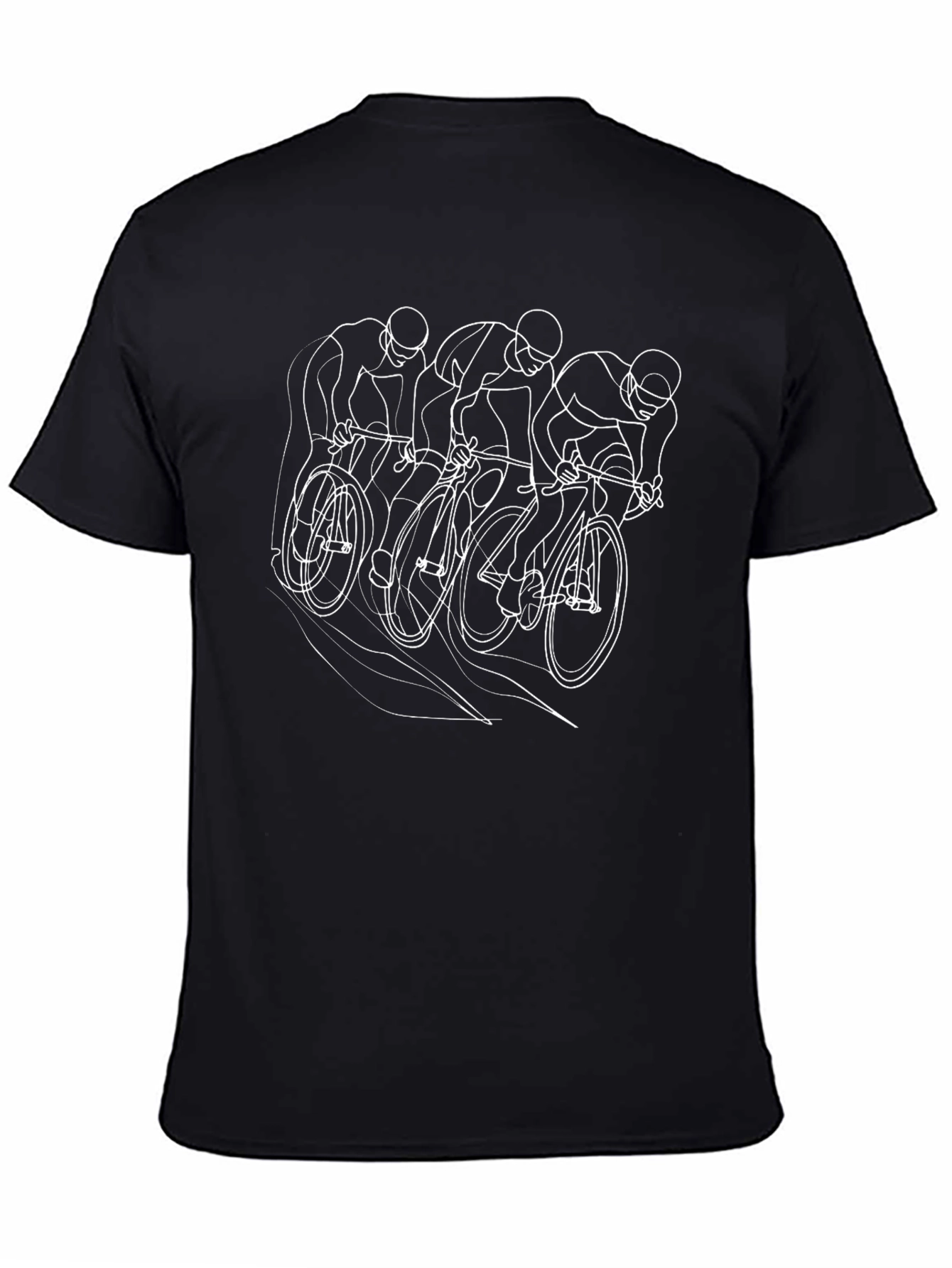 Cyclist Line Art Black T-Shirt