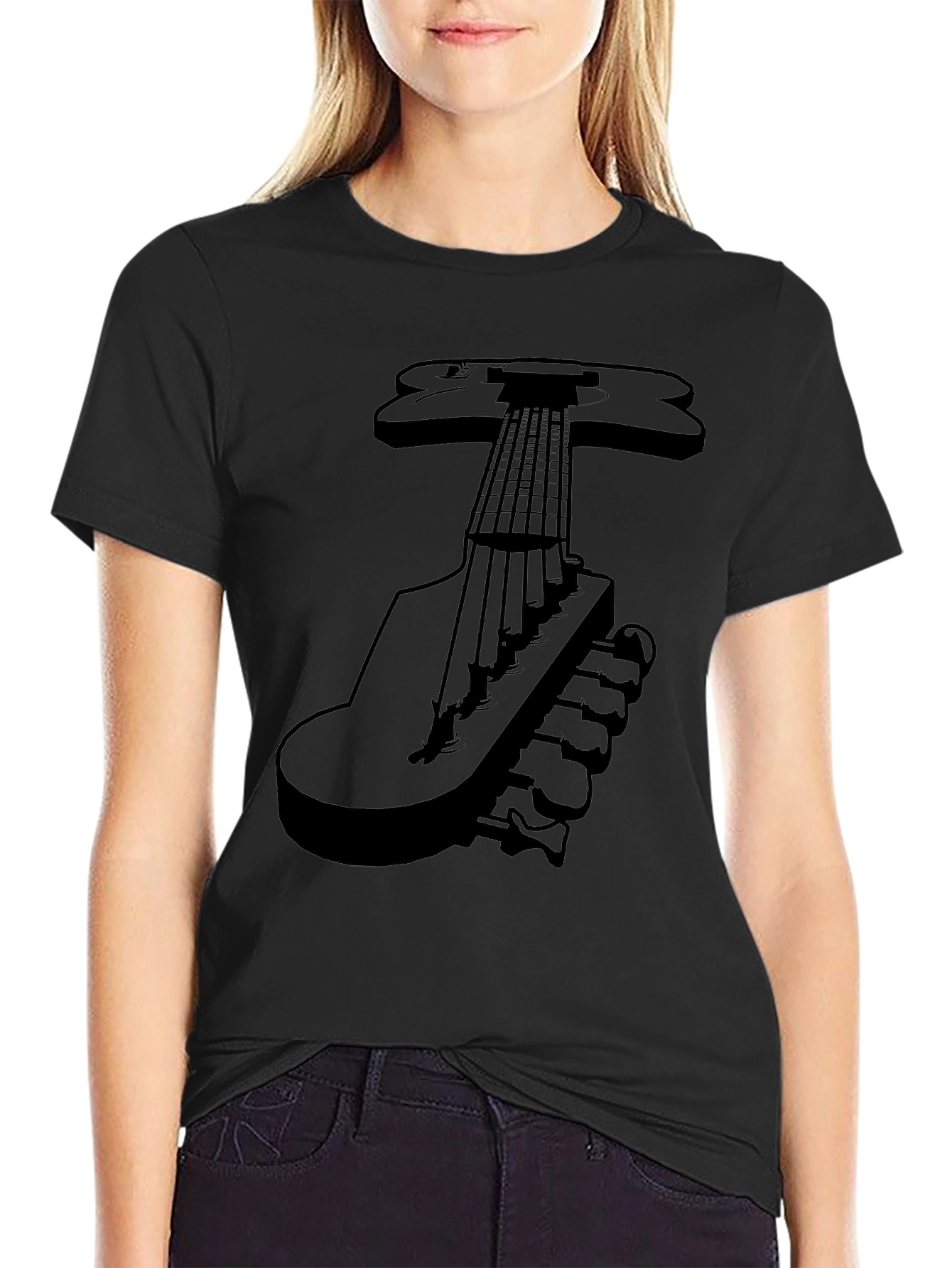 Guitar Graphic Tee - Black T-Shirt