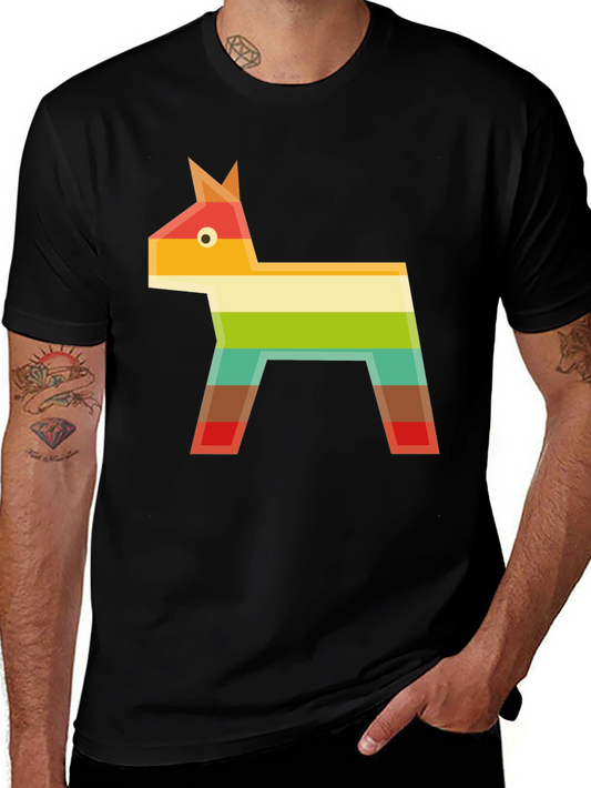 Geometric Piñata Graphic Tee - Black Casual T-Shirt