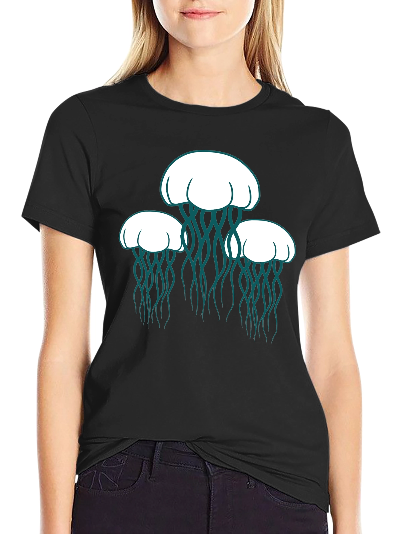 Jellyfish Graphic Tee - Black Casual Shirt