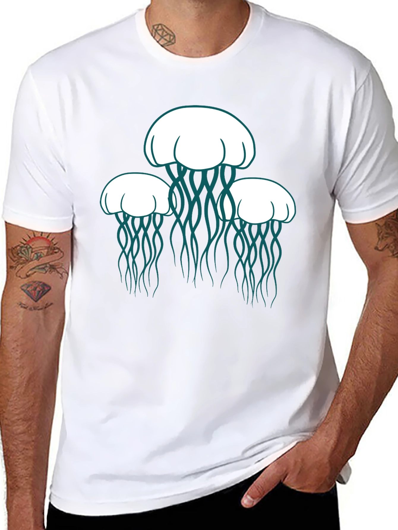 Jellyfish Graphic Tee - Black Casual Shirt