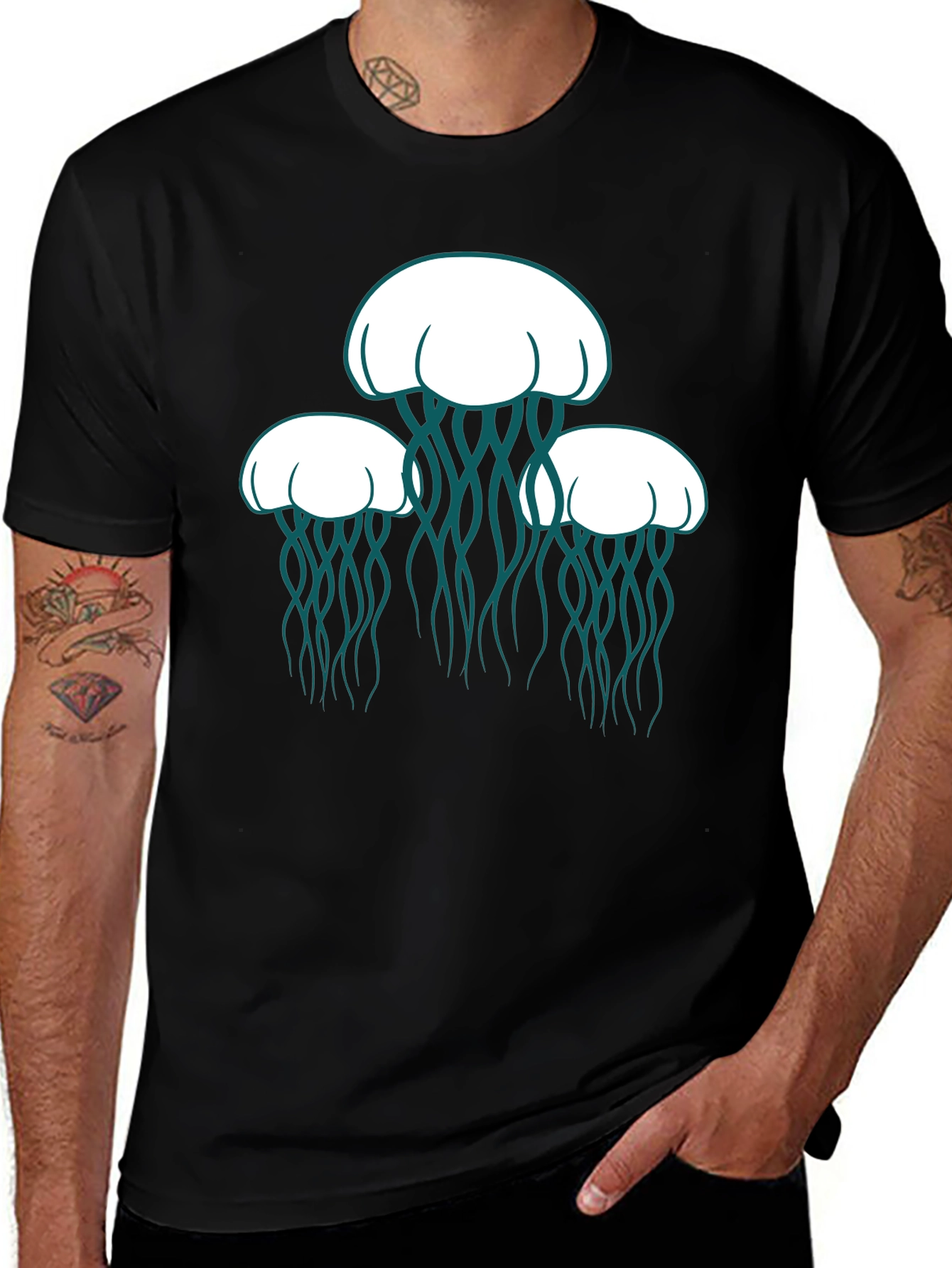 Jellyfish Graphic Tee - Black Casual Shirt