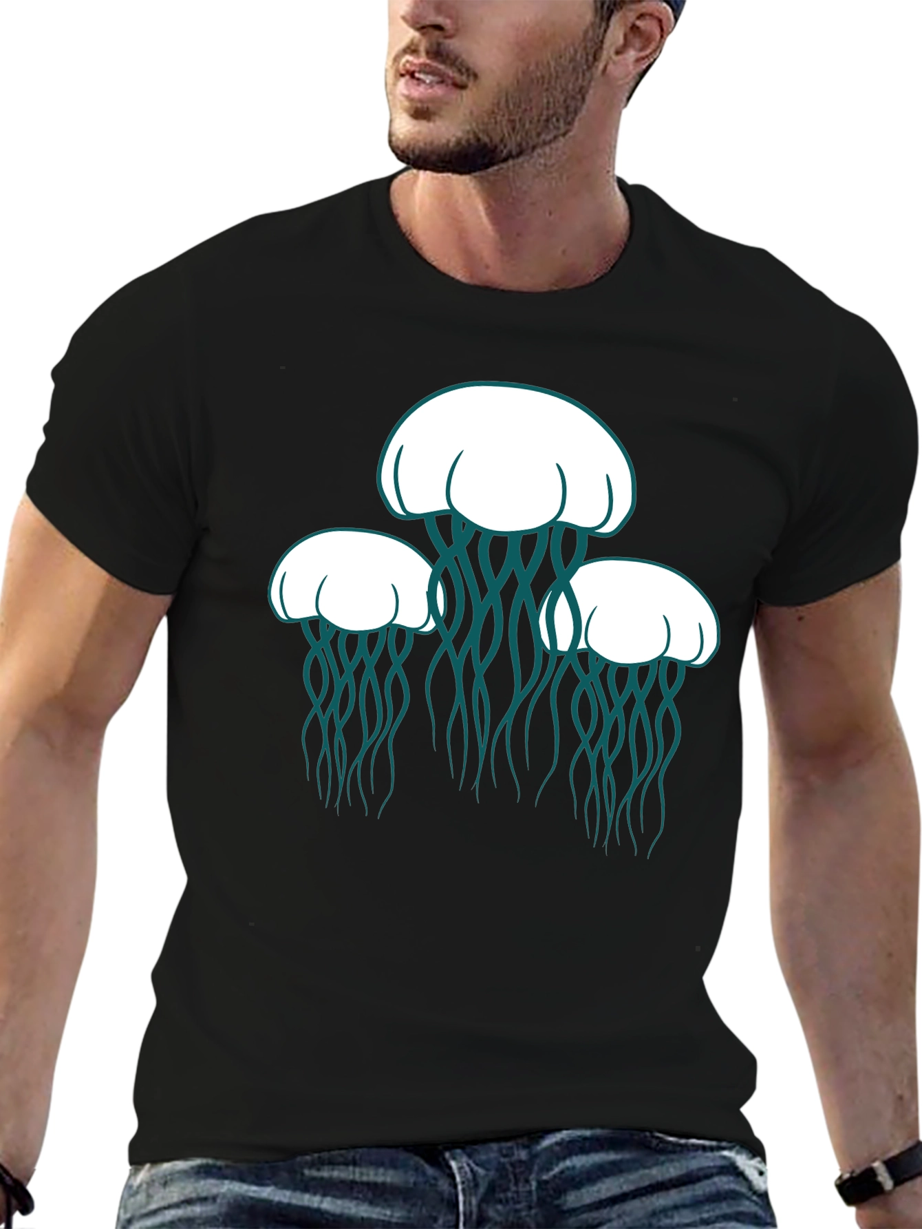 Jellyfish Graphic Tee - Black Casual Shirt