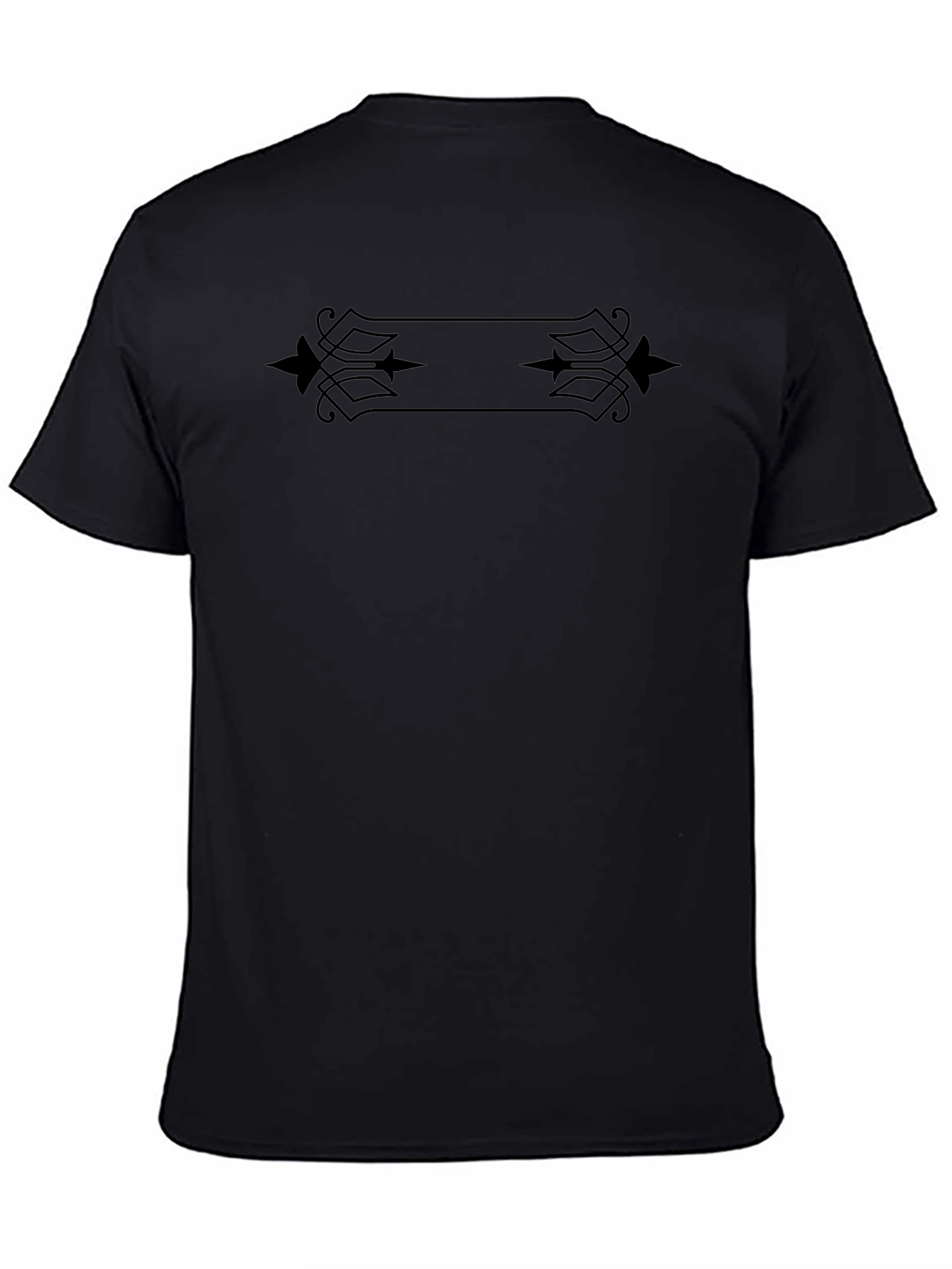 Mens Black Graphic Tee - Ornamental Accent