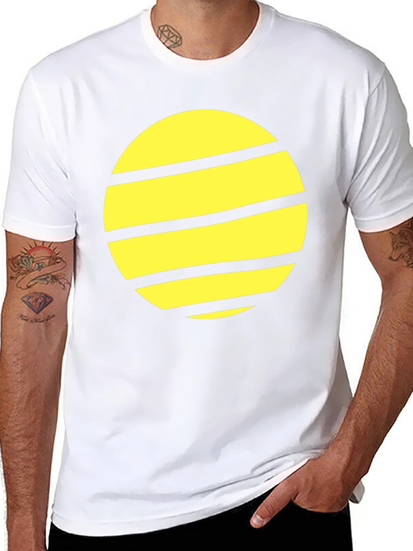 Striped Planet Graphic Tee - Black