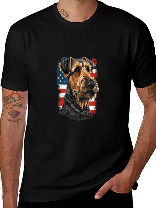 Patriotic Dog Graphic Tee - American Flag Dog Shirt