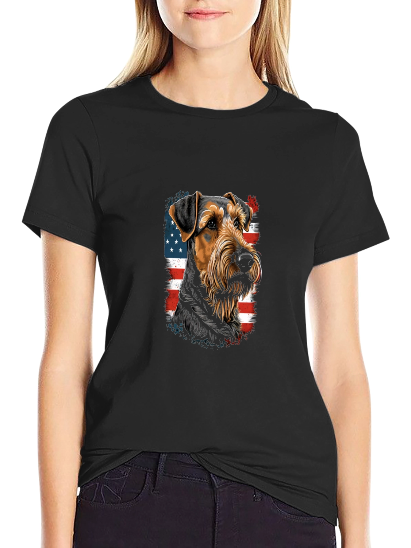 Patriotic Dog Graphic Tee - American Flag Dog Shirt