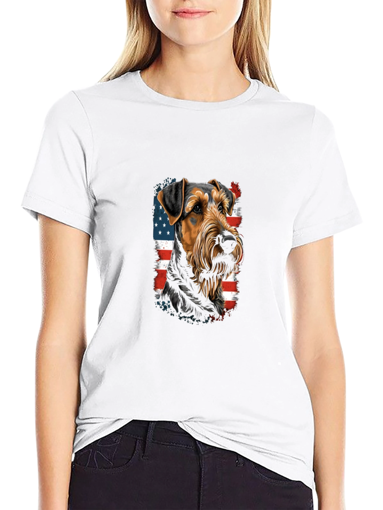 Patriotic Dog Graphic Tee - American Flag Dog Shirt