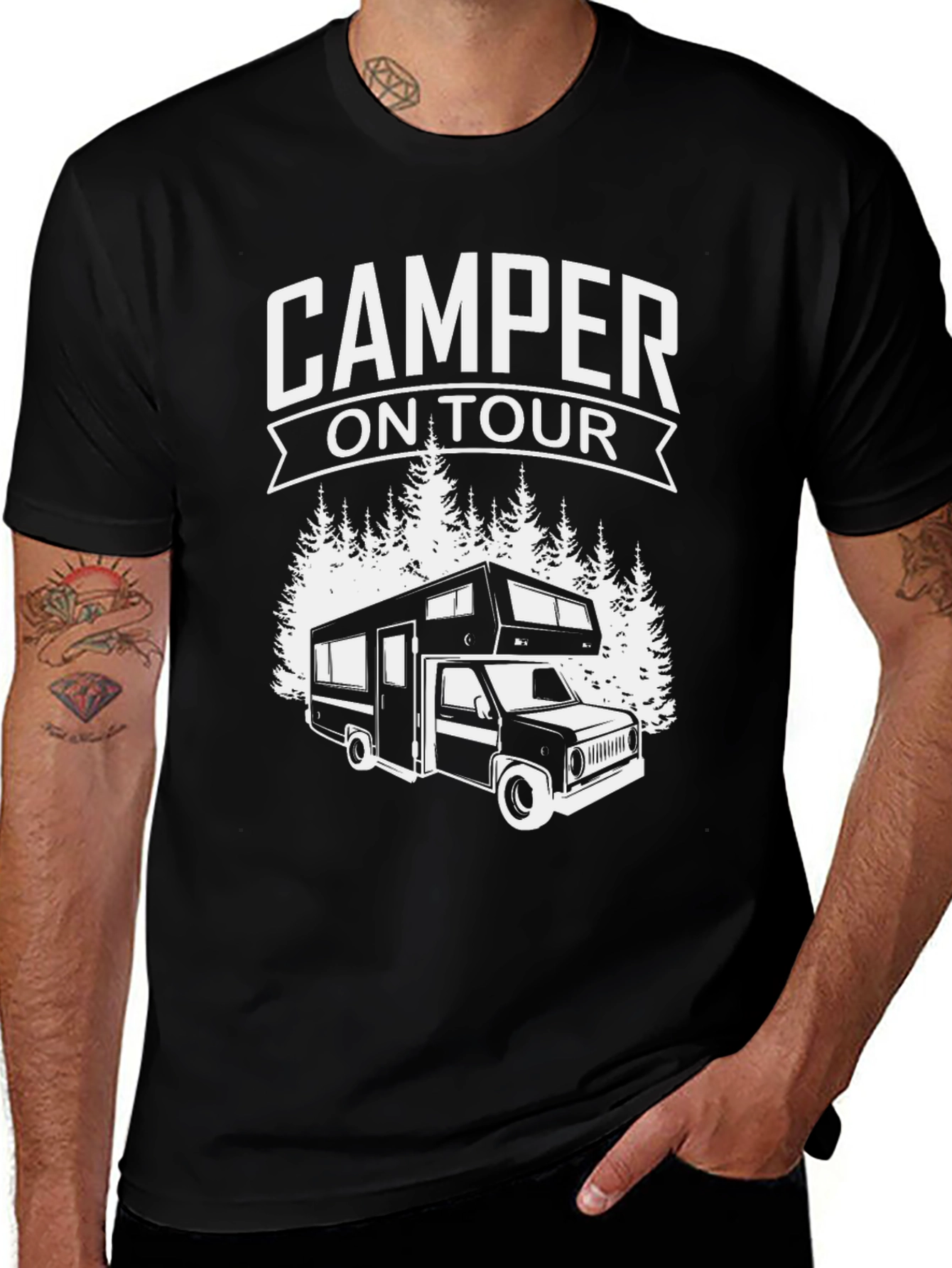 Camper On Tour Graphic Tee - Black