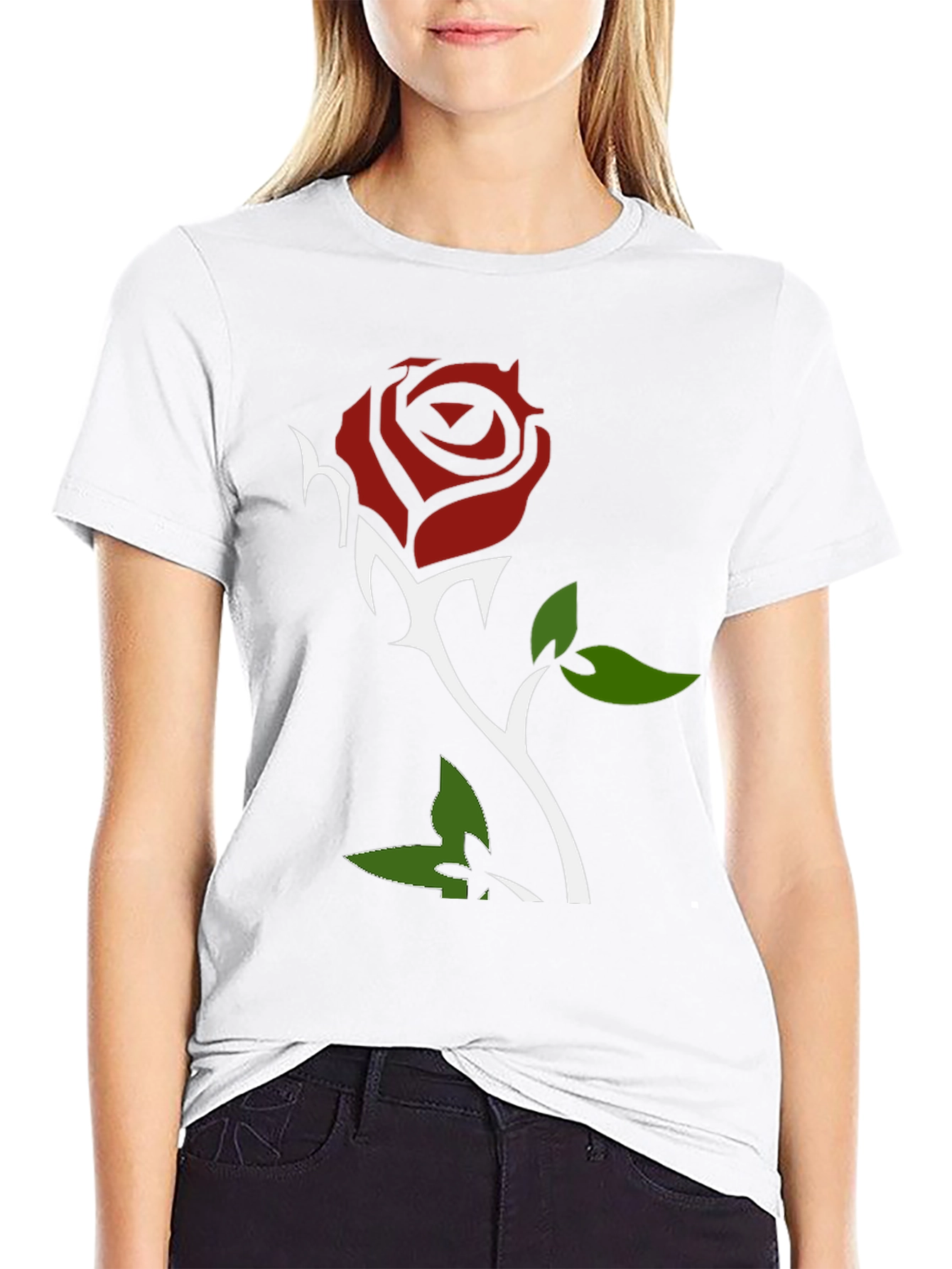Rose Graphic Print Black T-Shirt