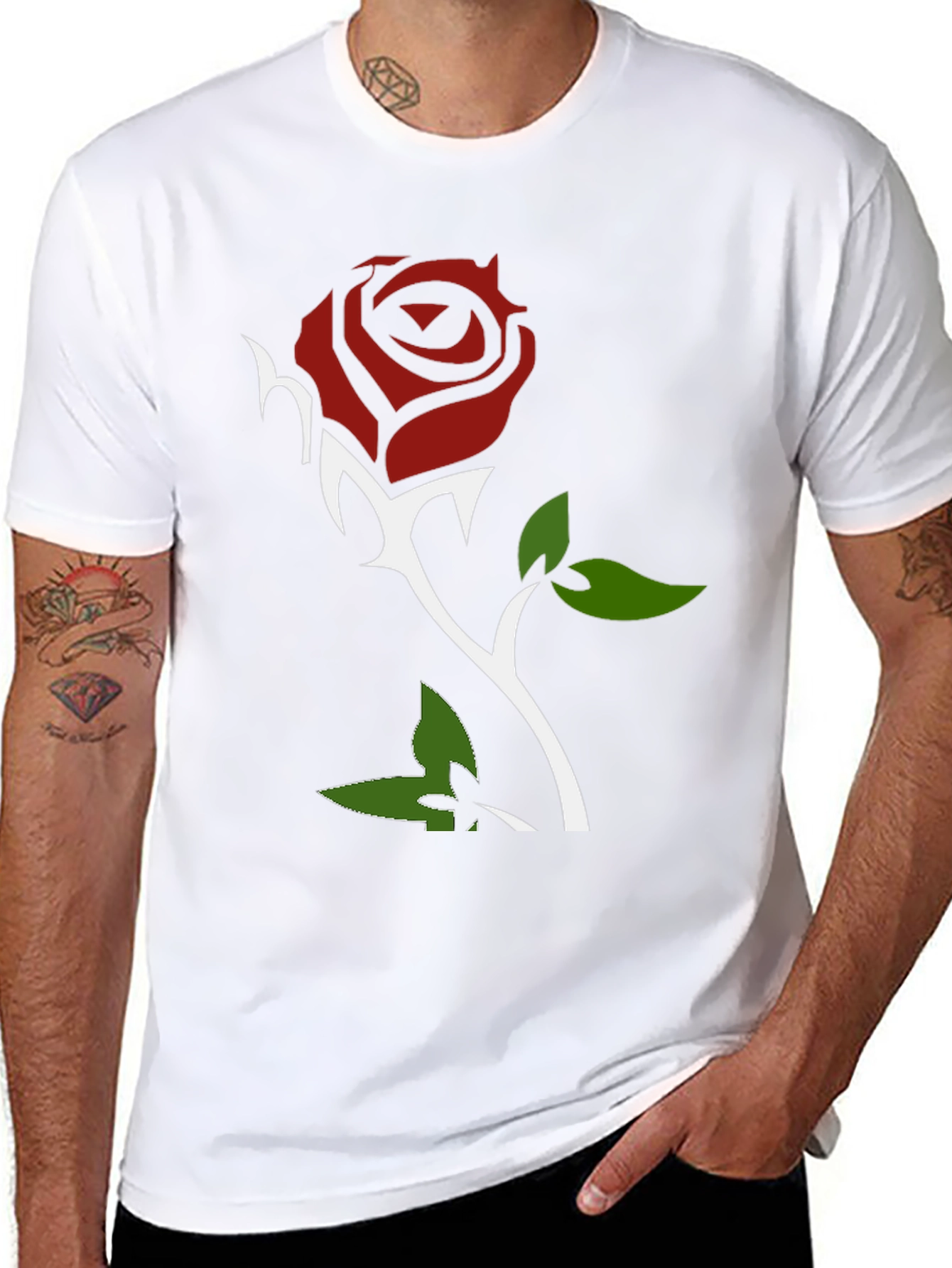 Rose Graphic Print Black T-Shirt