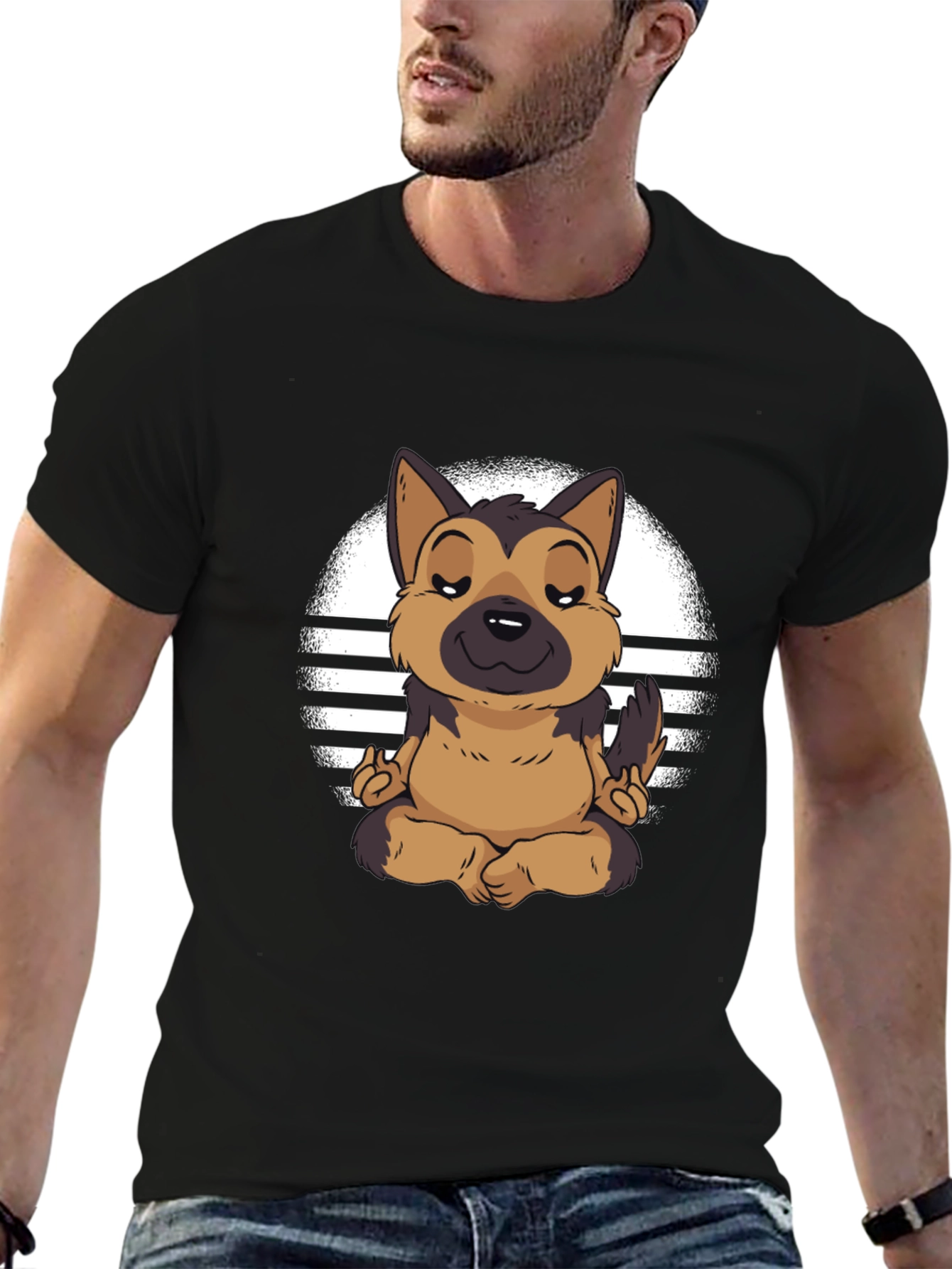 Meditating Dog Graphic Tee - Zen Vibes