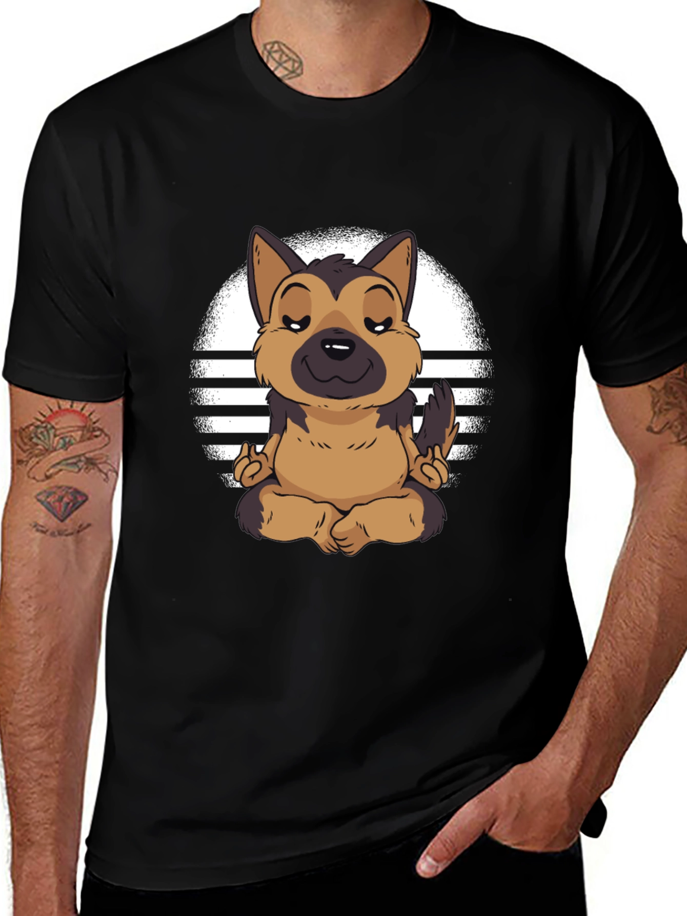Meditating Dog Graphic Tee - Zen Vibes