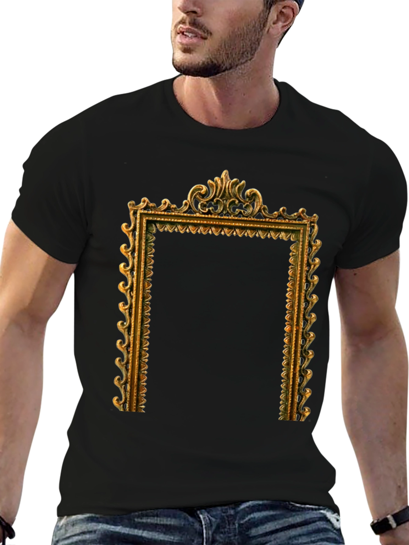 Ornate Frame Graphic T-Shirt - Black