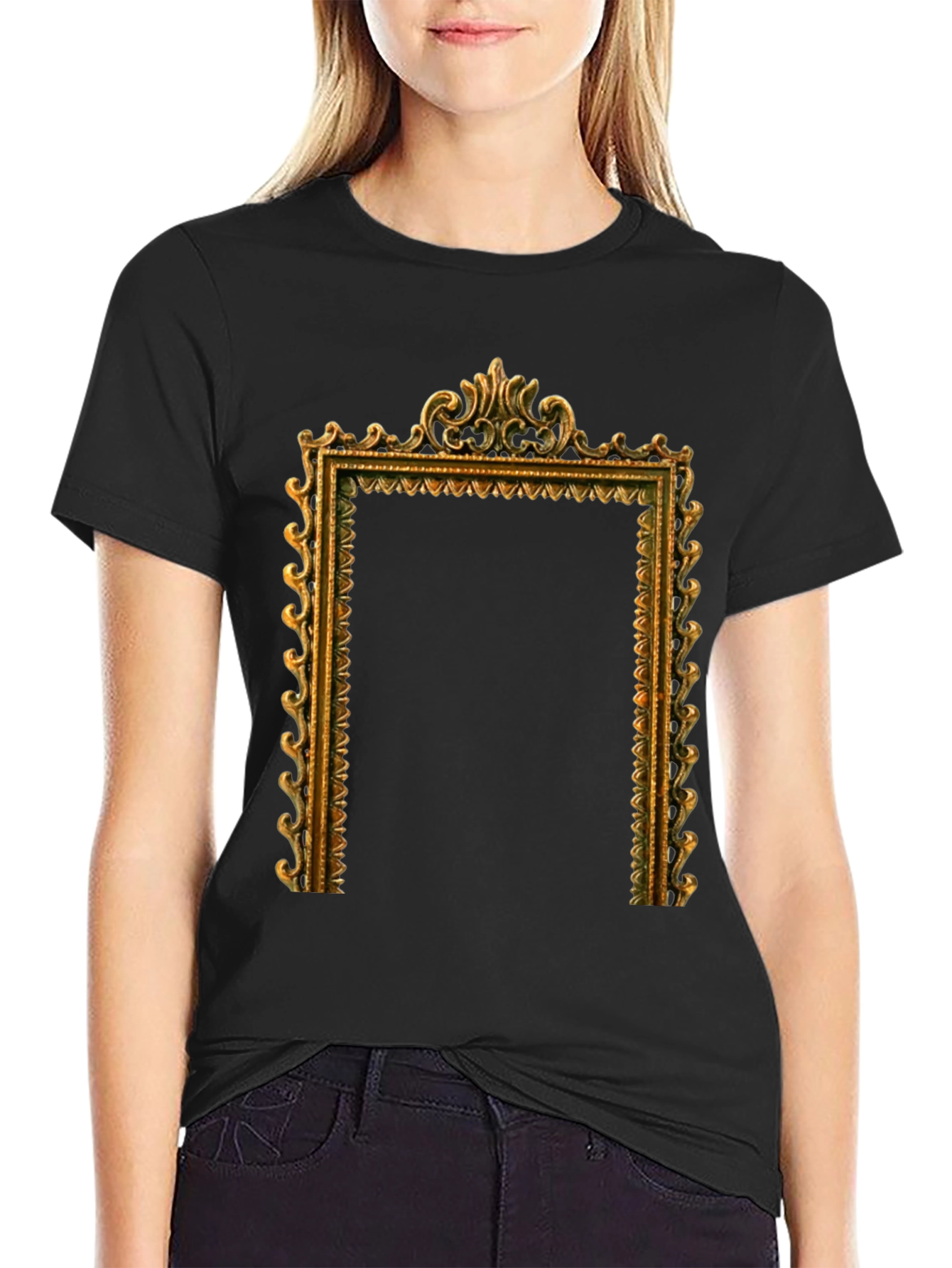 Ornate Frame Graphic T-Shirt - Black