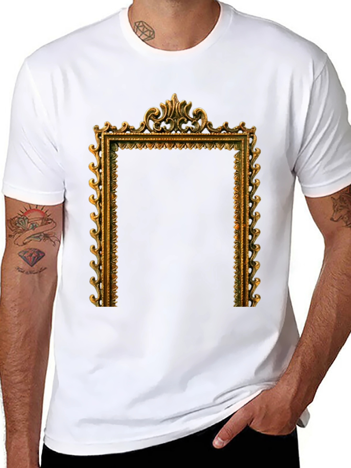 Ornate Frame Graphic T-Shirt - Black