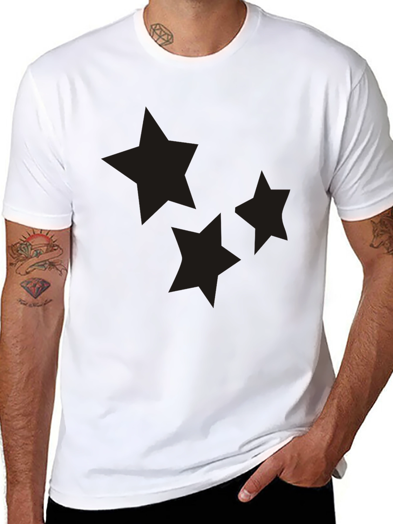 Stylish Black Tee with Star Graphic