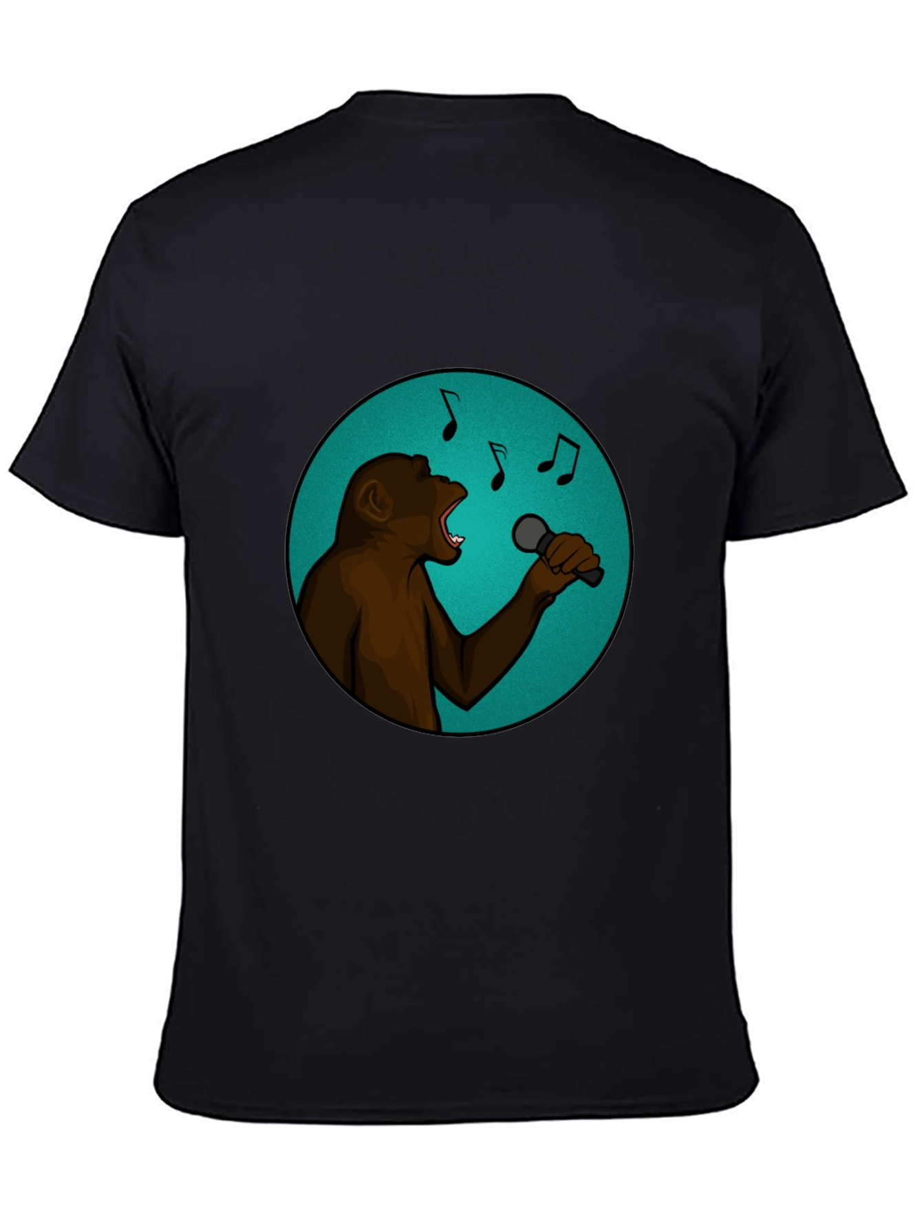 Singing Monkey Graphic Tee - Black Cotton T-Shirt