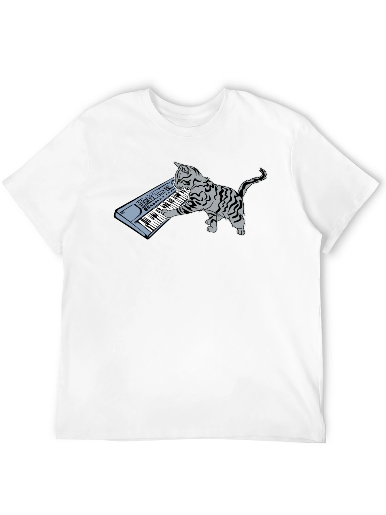 Cat Playing Keyboard T-Shirt - Novelty Music Tee