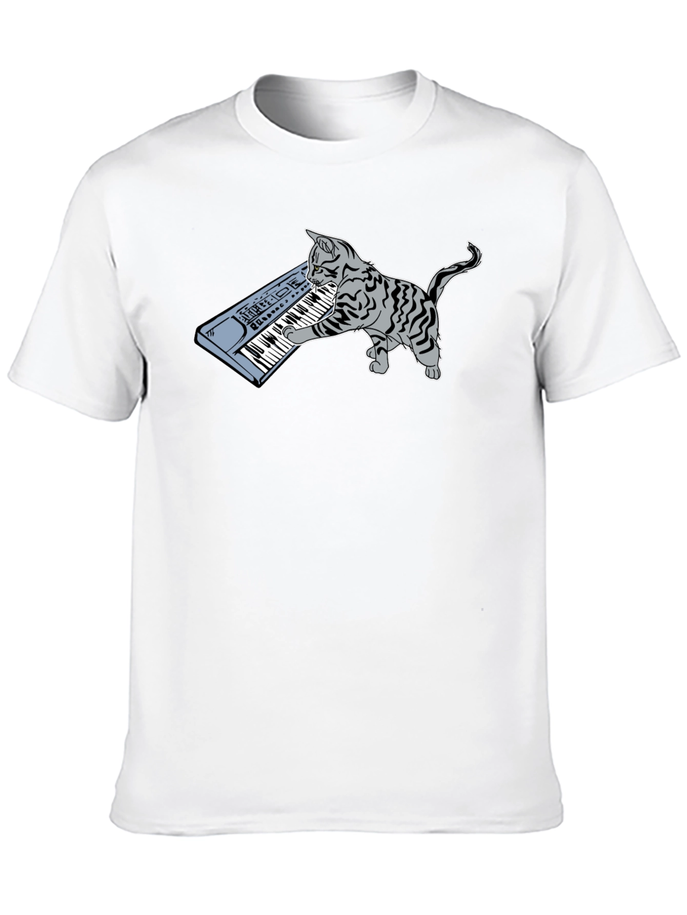 Cat Playing Keyboard T-Shirt - Novelty Music Tee