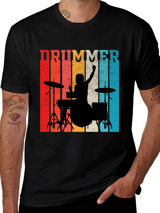 Retro Drummer T-Shirt - Vintage Music Lover Tee