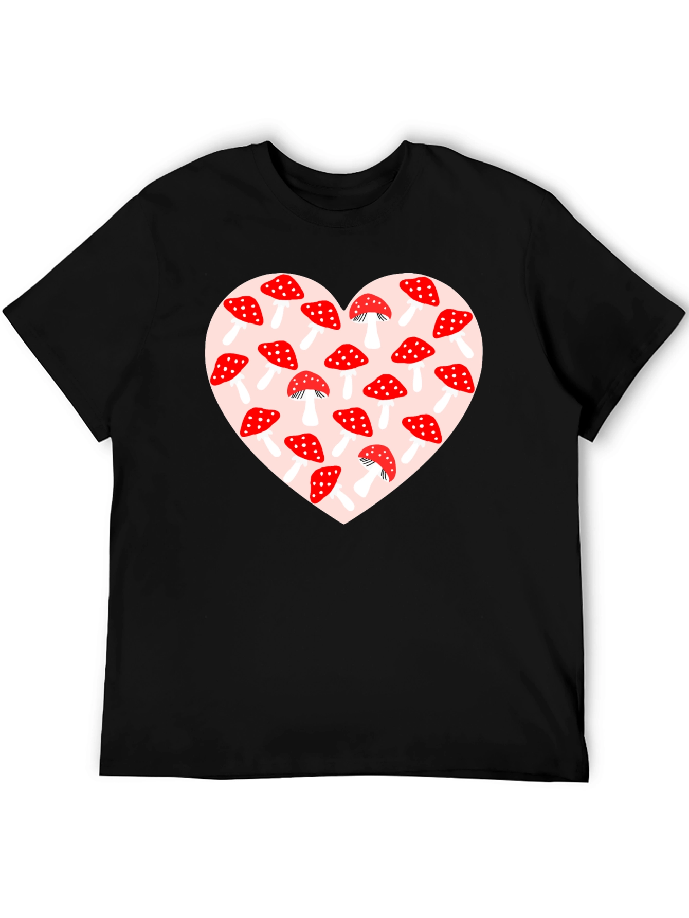 Mushroom Heart Graphic Tee - Black