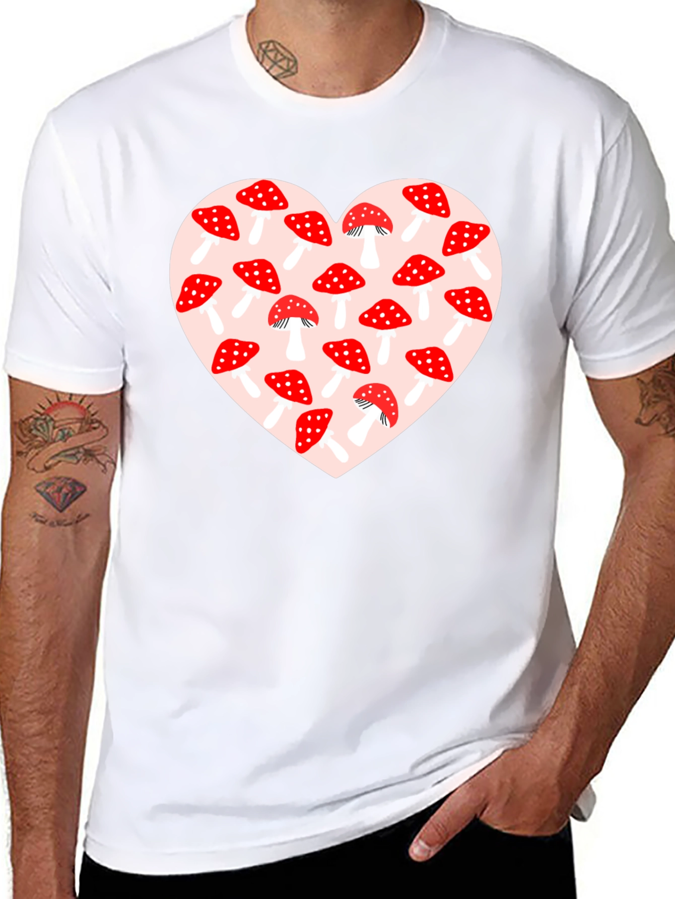 Mushroom Heart Graphic Tee - Black
