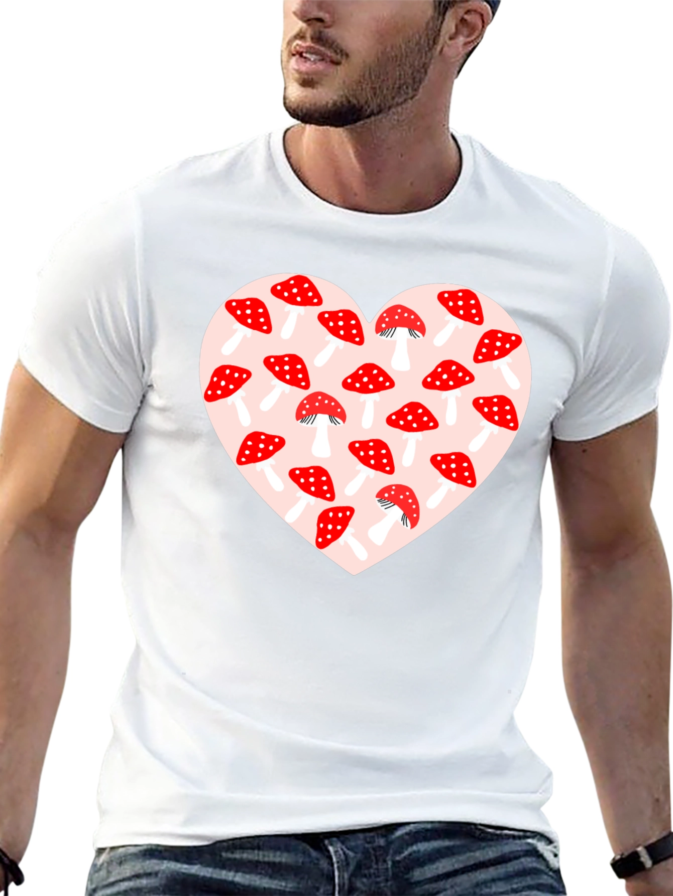 Mushroom Heart Graphic Tee - Black