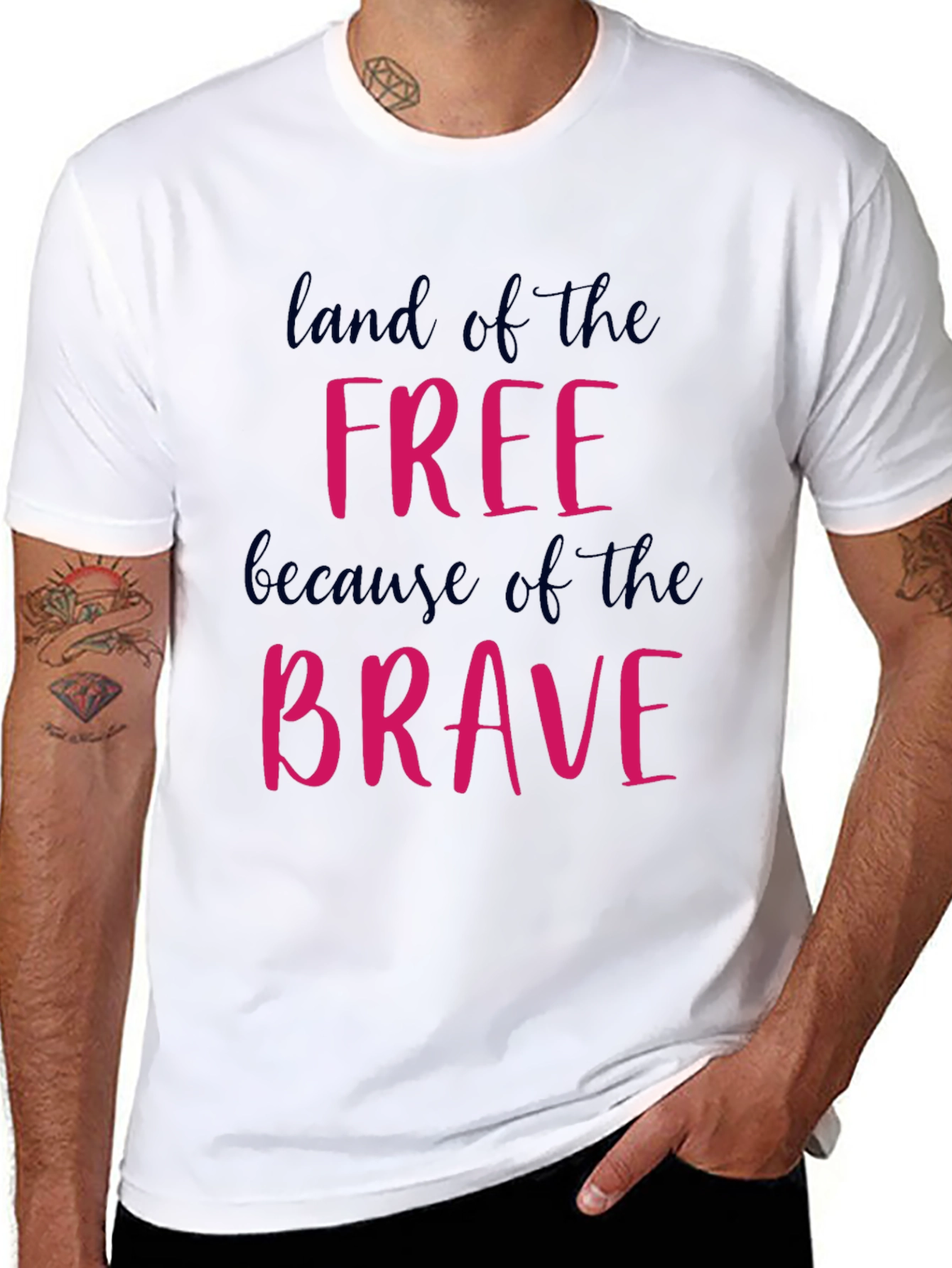 Land of Free Because of the Brave Graphic Tee