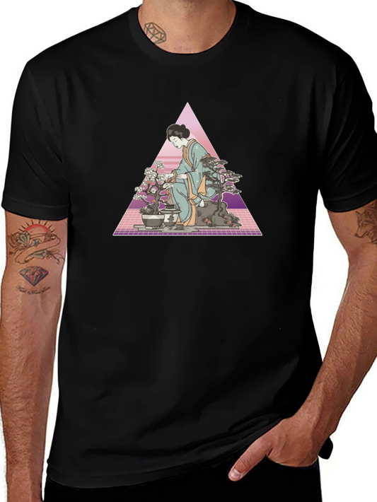Geisha Bonsai Art Black T-Shirt