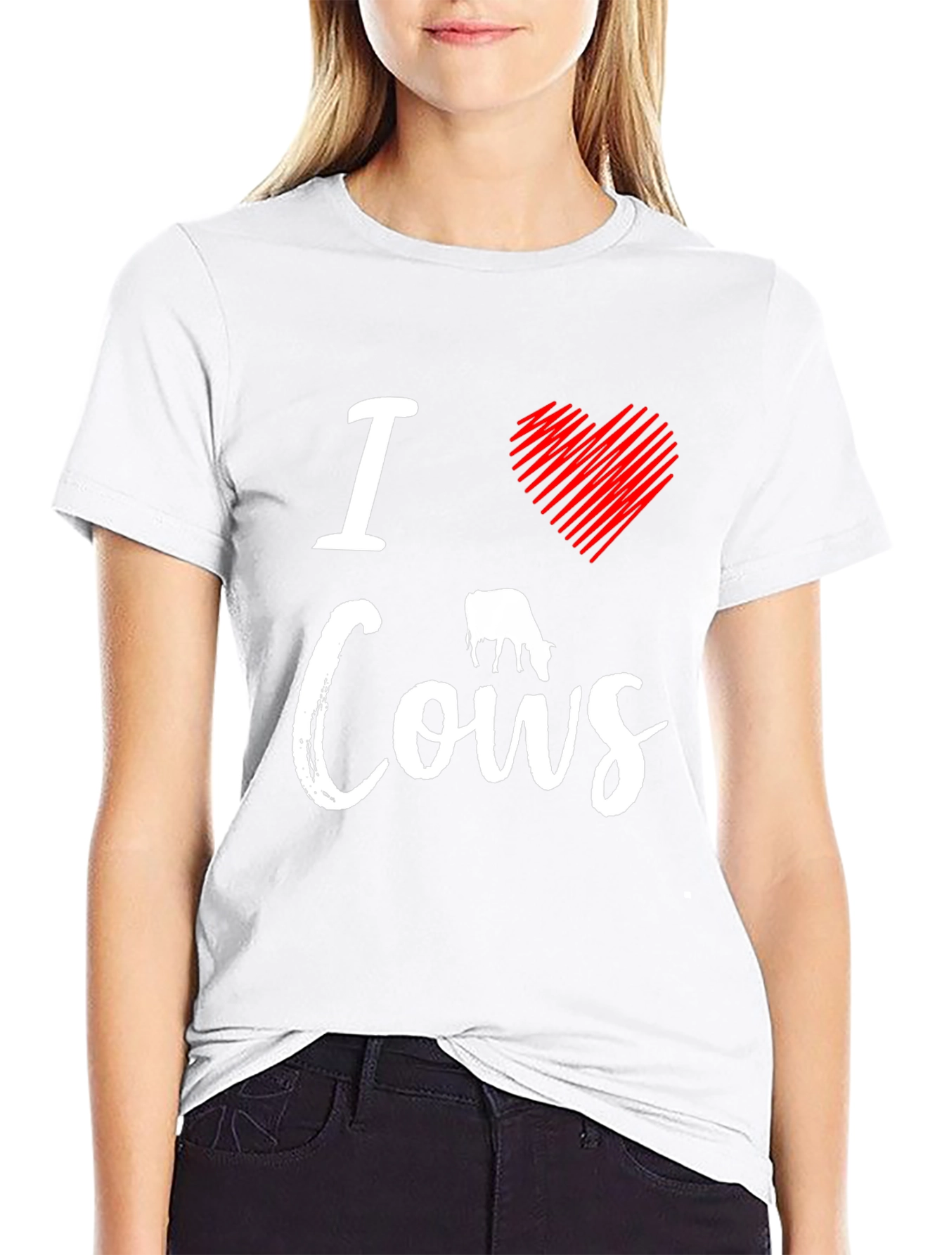 I Love Cows Graphic Tee - Black Casual T-Shirt
