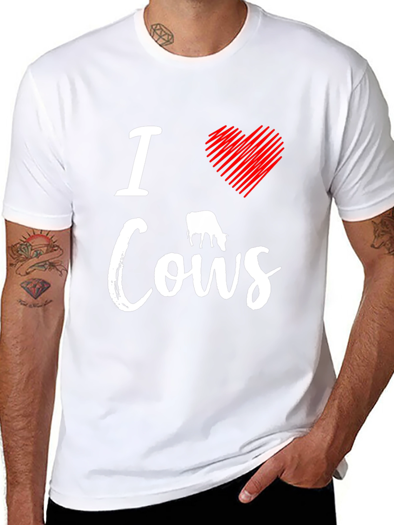 I Love Cows Graphic Tee - Black Casual T-Shirt
