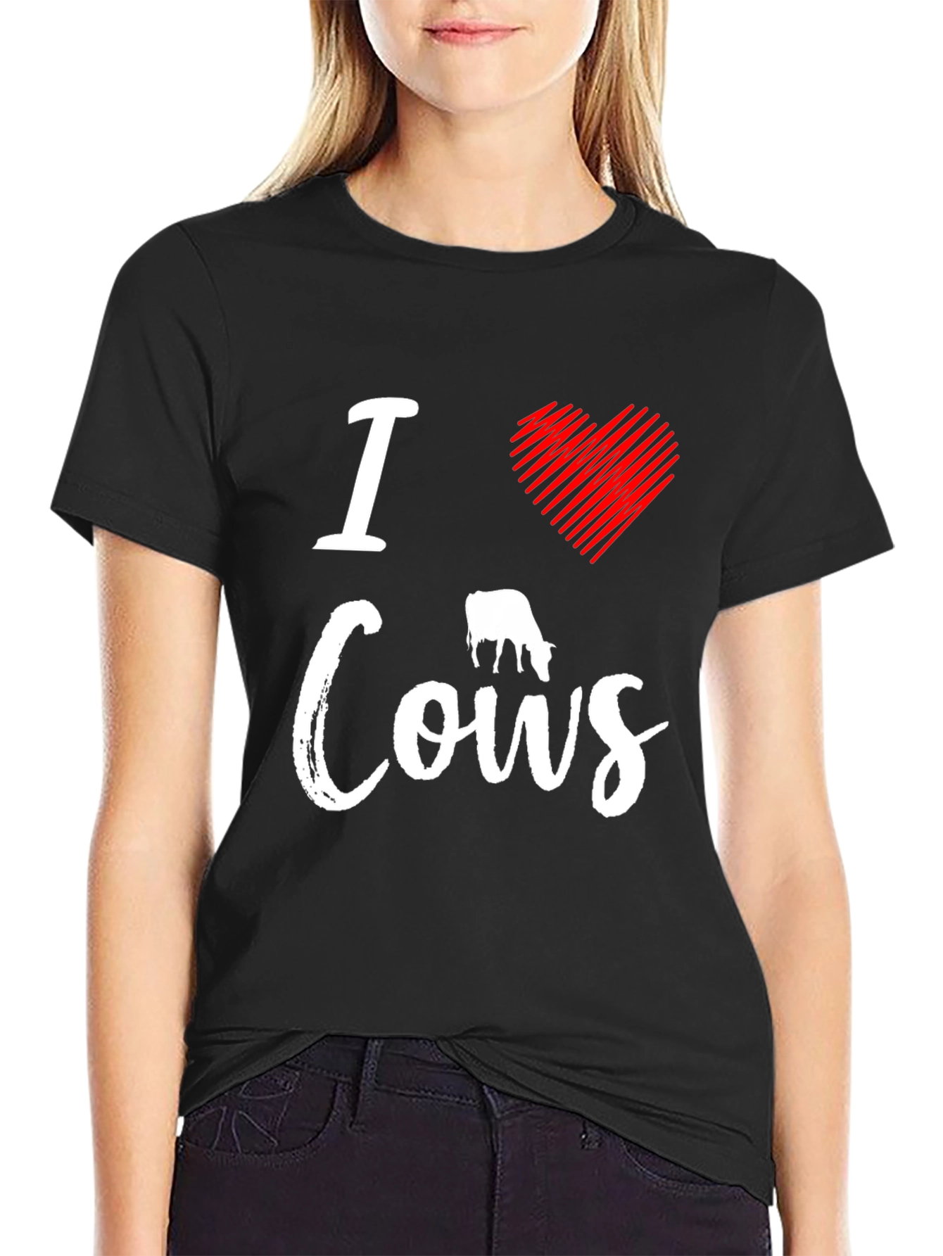 I Love Cows Graphic Tee - Black Casual T-Shirt