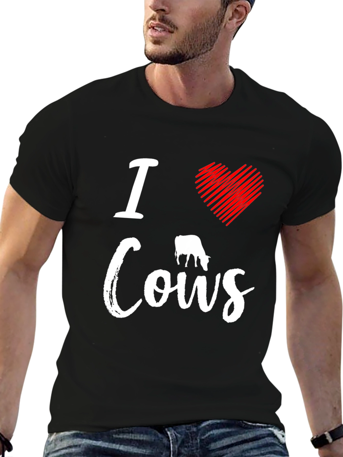 I Love Cows Graphic Tee - Black Casual T-Shirt