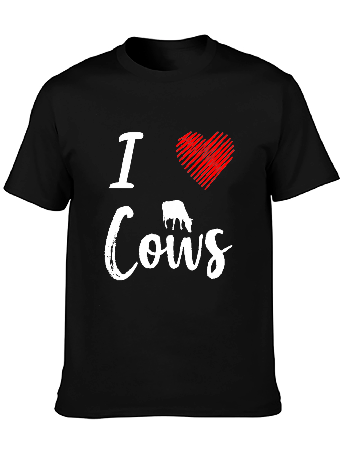 I Love Cows Graphic Tee - Black Casual T-Shirt